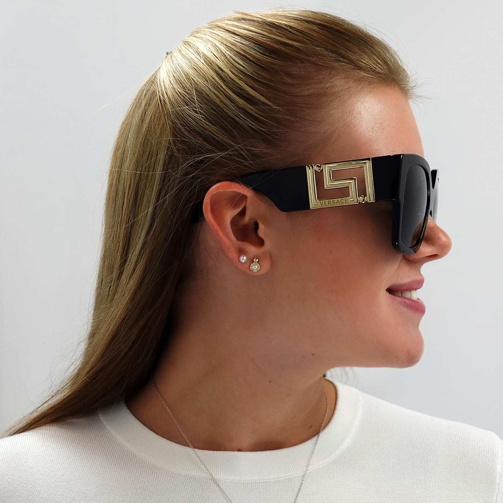 Black Versace Black Square Black Dark Grey Sunglasses, Image 5 of 6