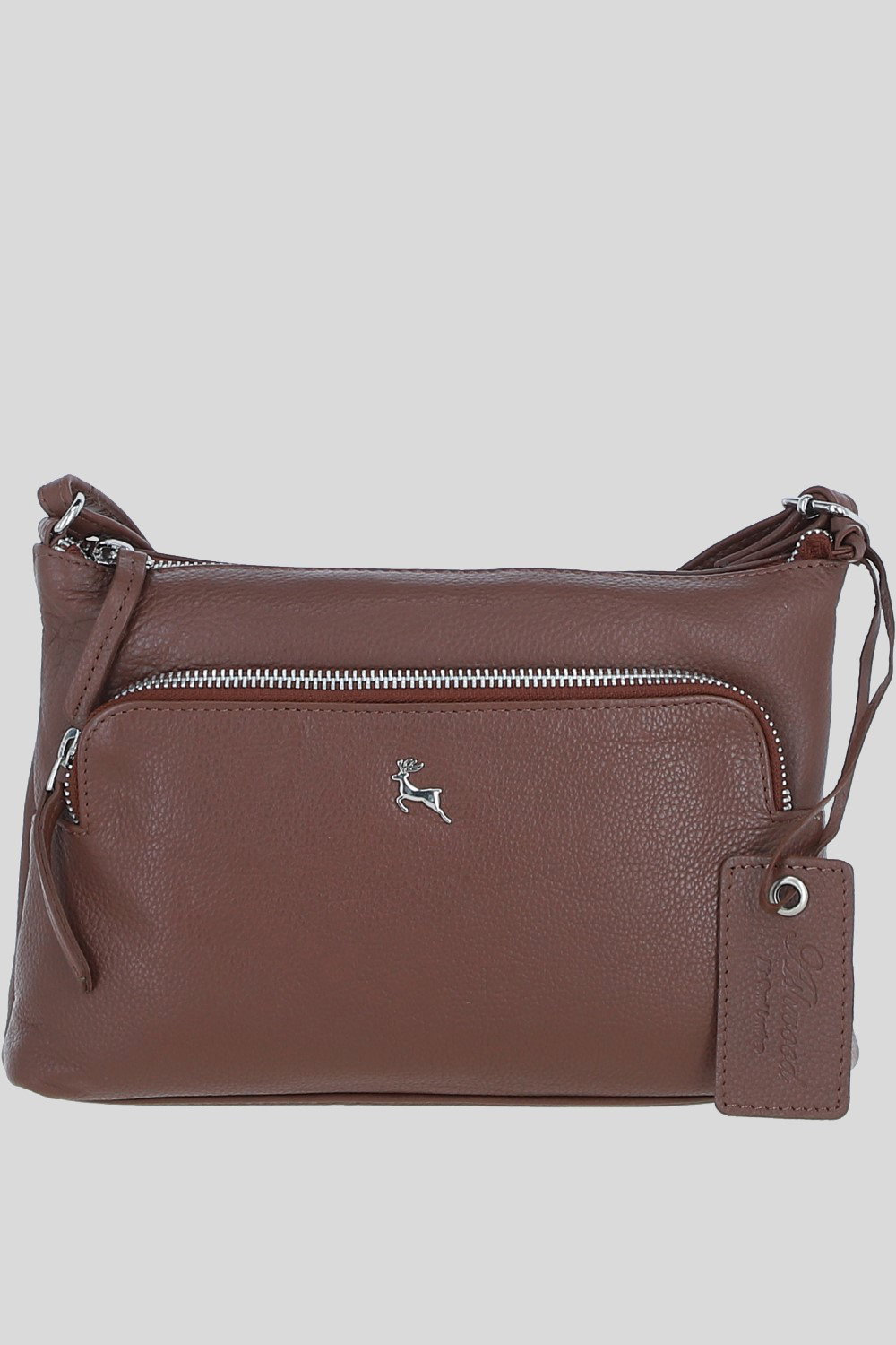 Brown 'Bristol' Real Leather Crossbody Bag, Image 1 of 5