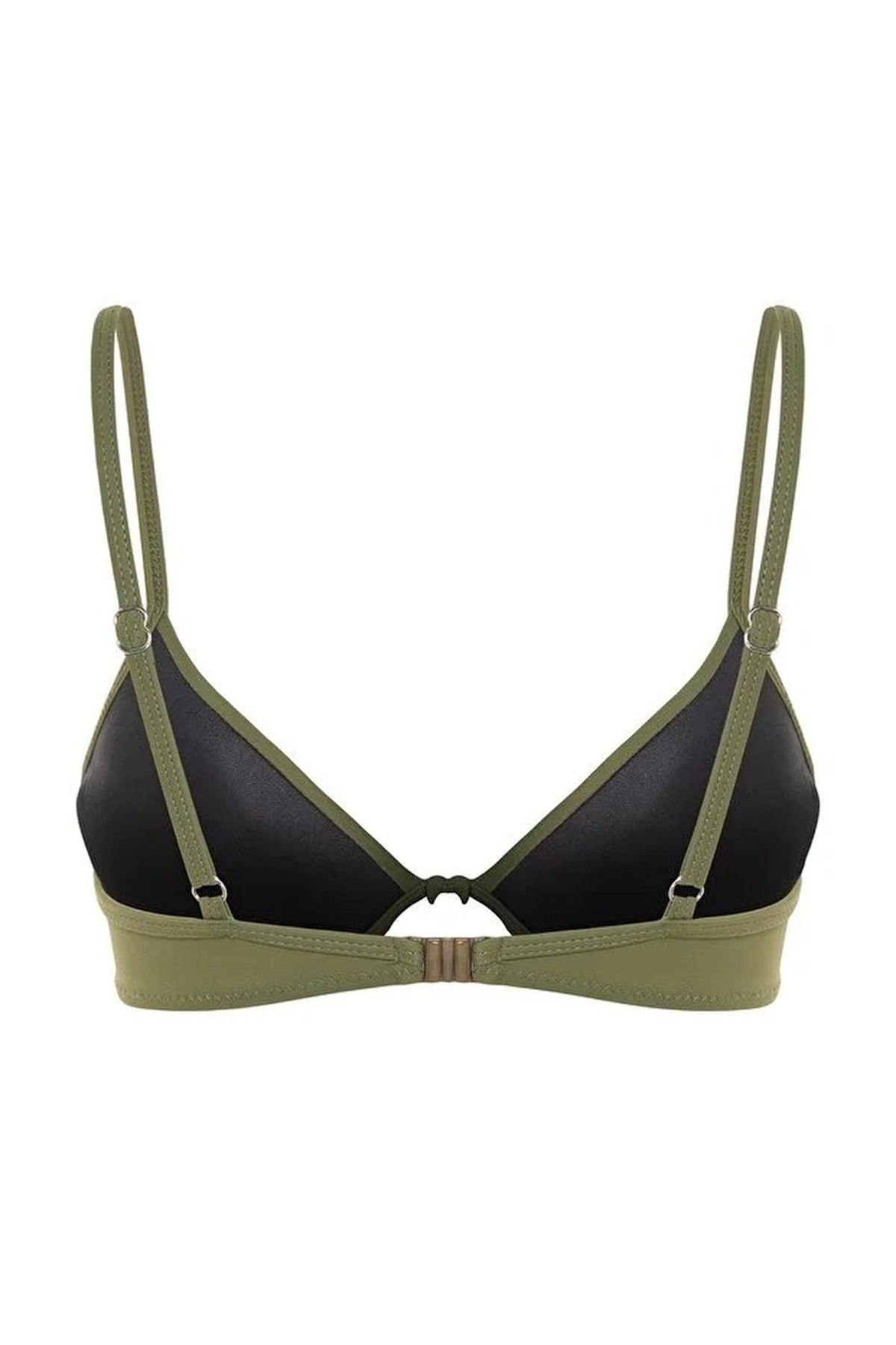 Khaki WOVCOR Khaki Bow Detail Padded Balconette Bikini Top, Image 4 of 5