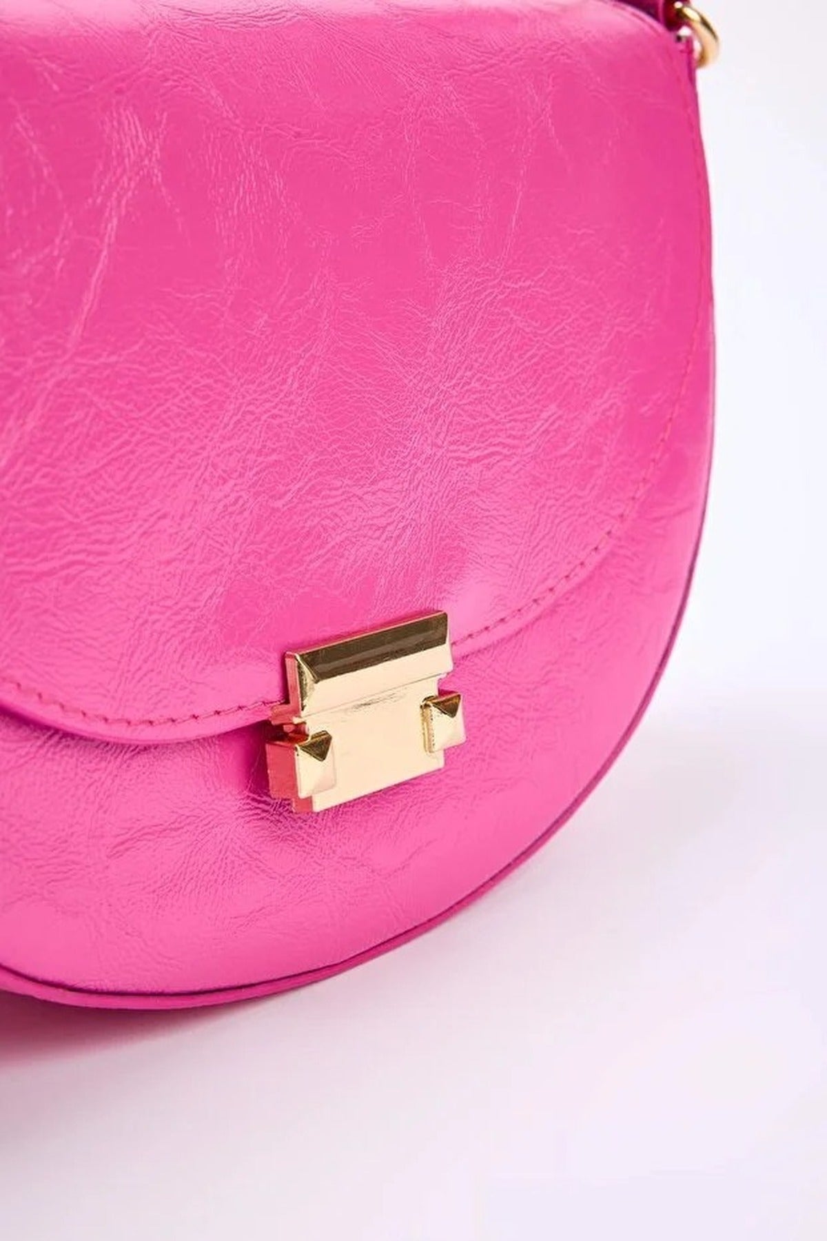 Pink Metal Clasp Saddle Shoulder Bag, Image 3 of 4