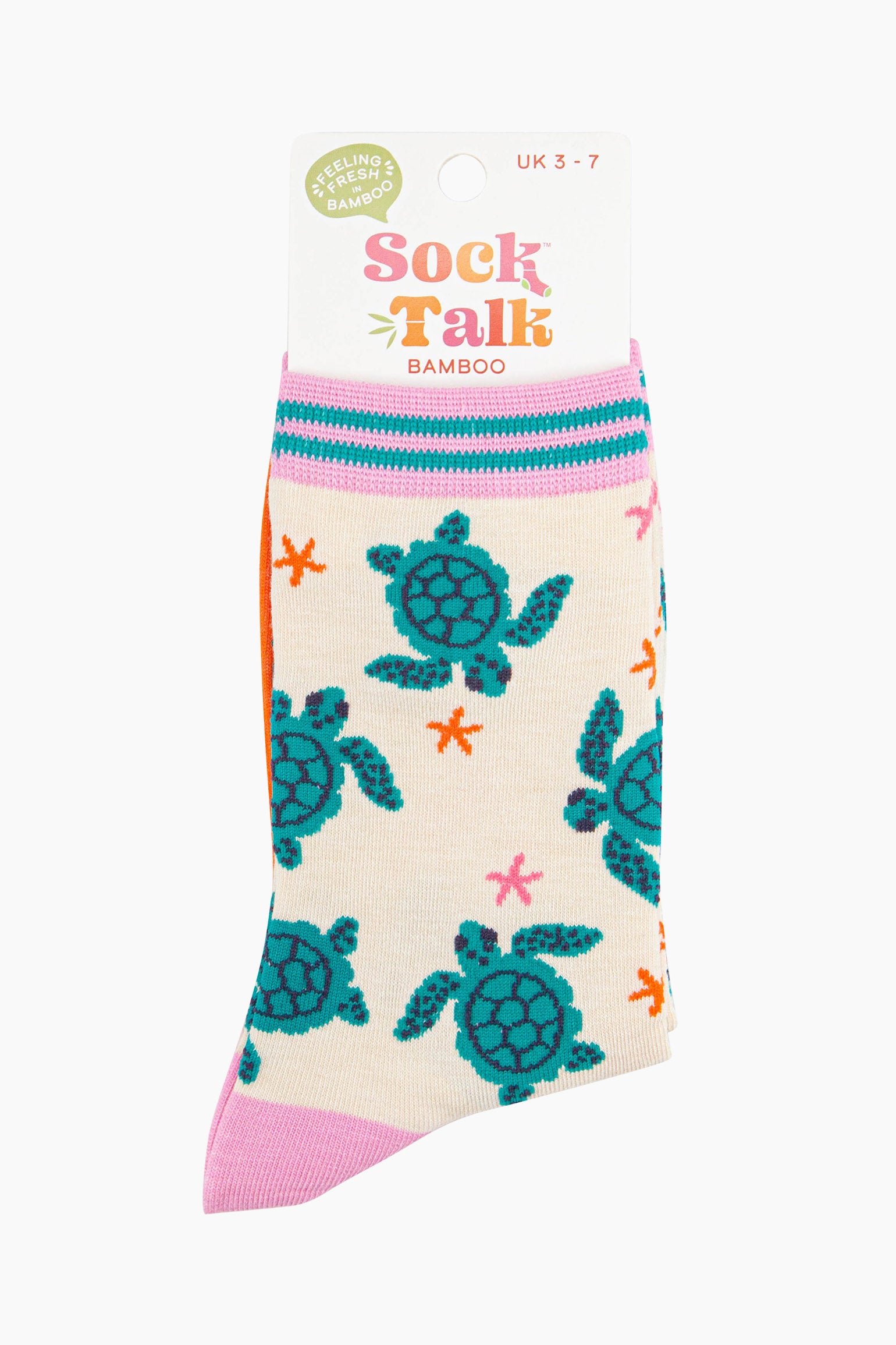 Cream Sea Turtles Starfish Bamboo Socks, Image 4 of 4