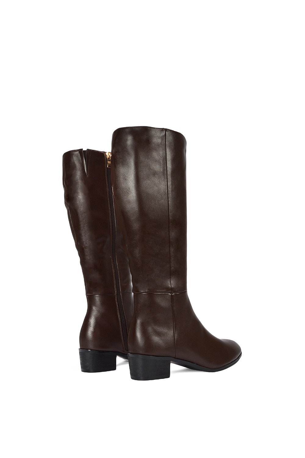 Brown XY LONDON Brown ‘Anne’ Knee High Boots with Low Block Heel, Image 4 of 6