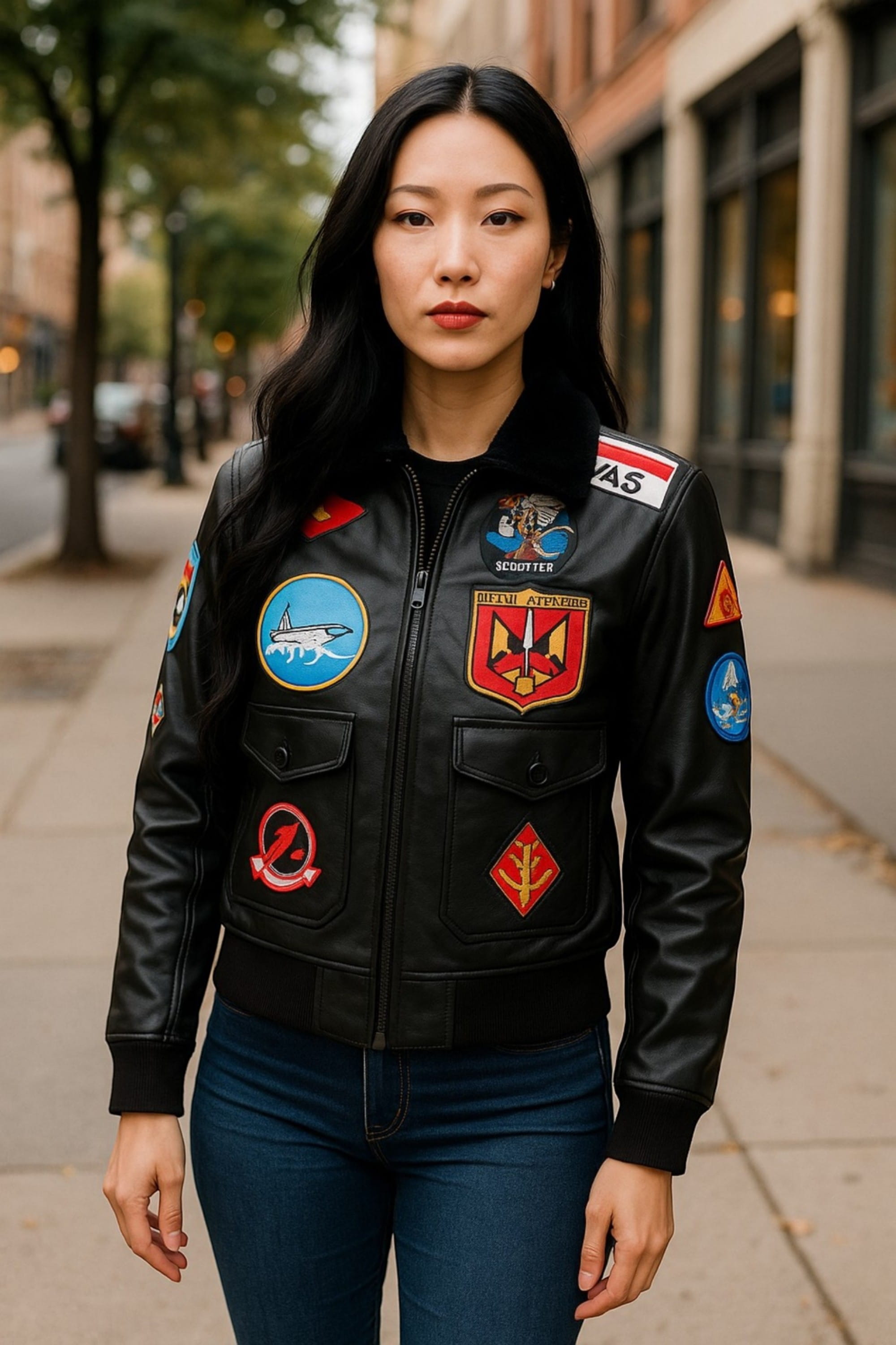 Black A2 Top Gun Leather Bomber Jacket-Springs
