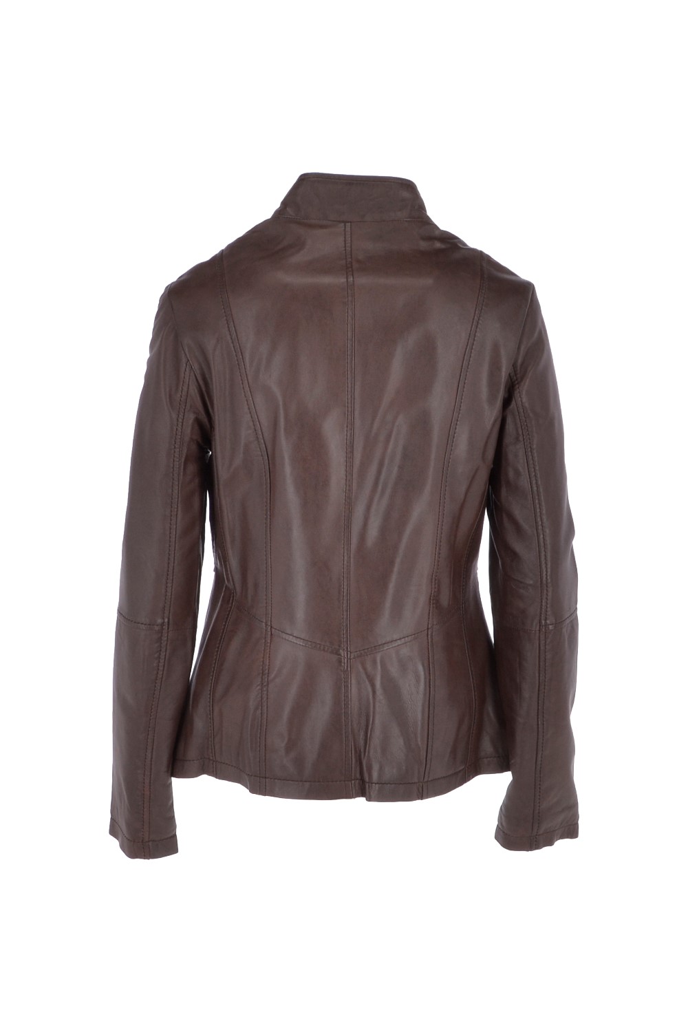 Brown Ashwood Leather Brown 'Isla' Real Leather Mandarin Collared Jacket, Image 4 of 5