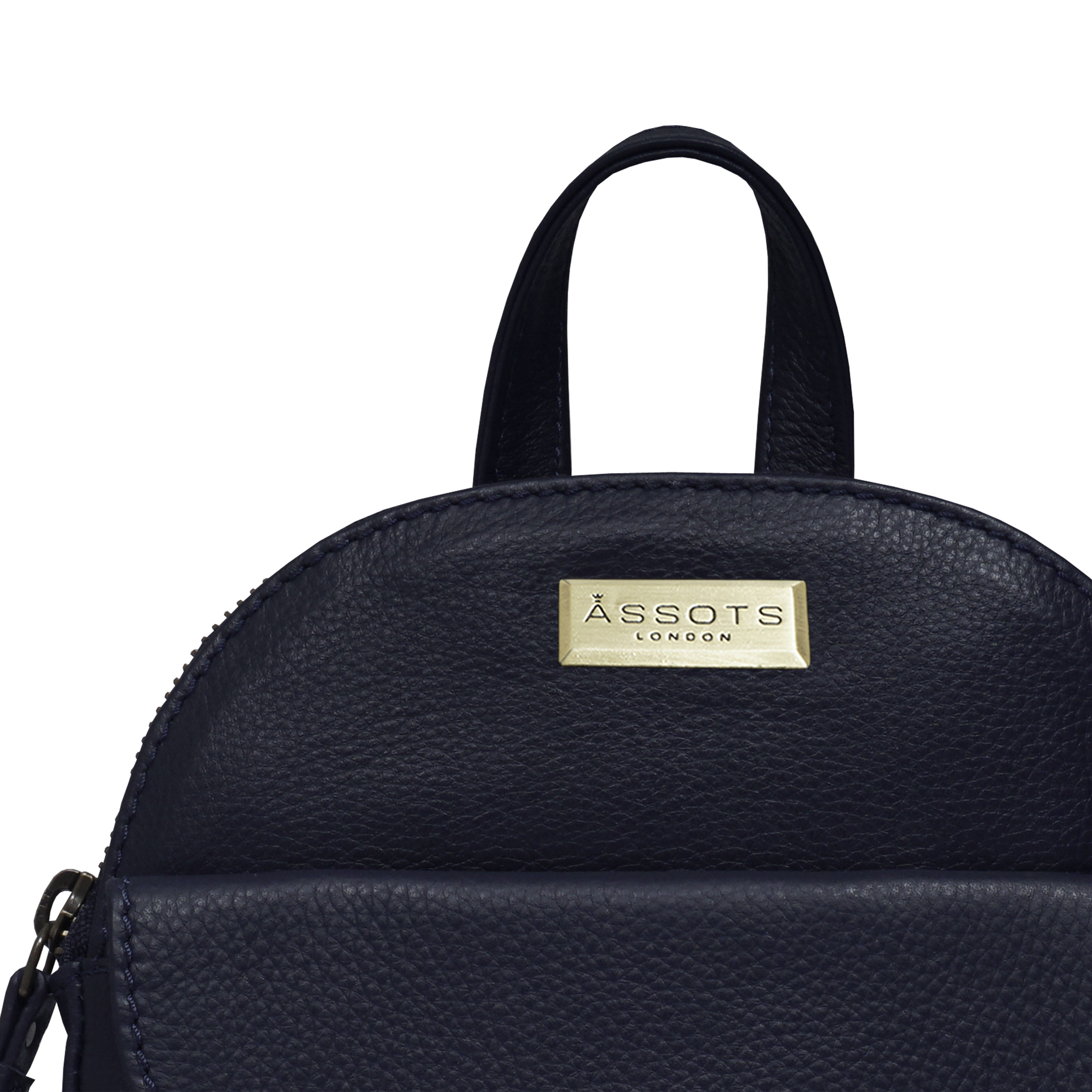 Navy Assots London Navy 'GEORGE' Pebble Grain Mini Leather Backpack, Image 3 of 6