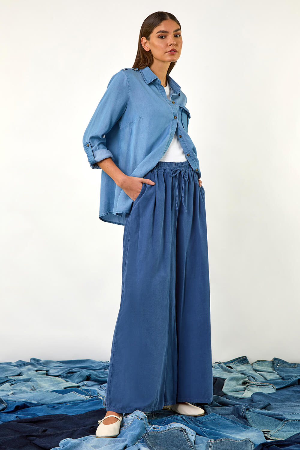Denim Baby Corduroy Wide Leg Trousers, Image 7 of 7