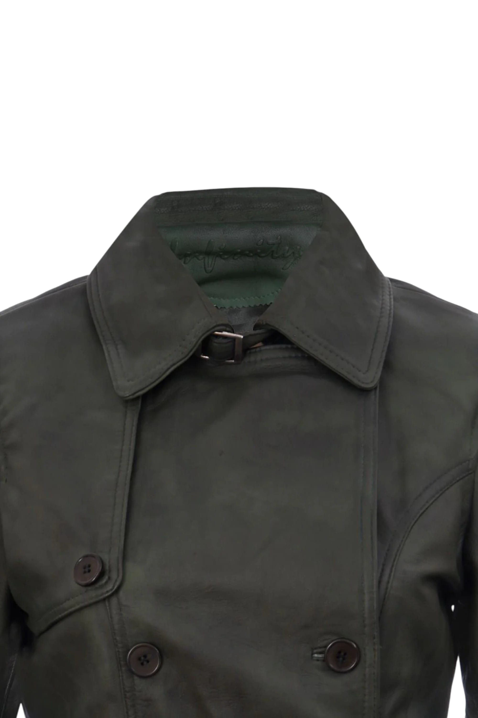 Green Womens Nappa Leather Trench Coat-Mosul, Image 4 of 4