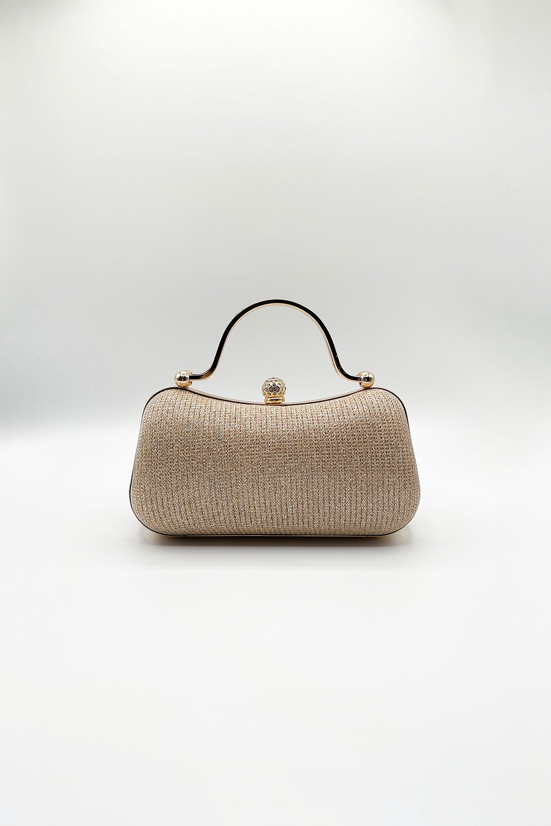 Gold Diamonte Handle Glitter Clutch Bag with Chain Strap, Image 2 of 5