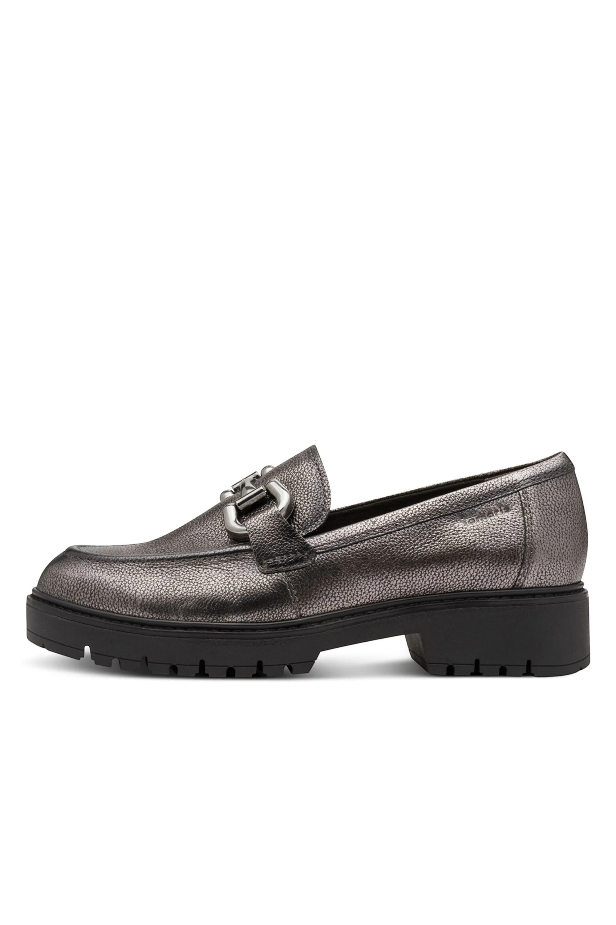 Silver Tamaris Silver Tamaris  Pewter Leather Platform Loafers, Image 4 of 8