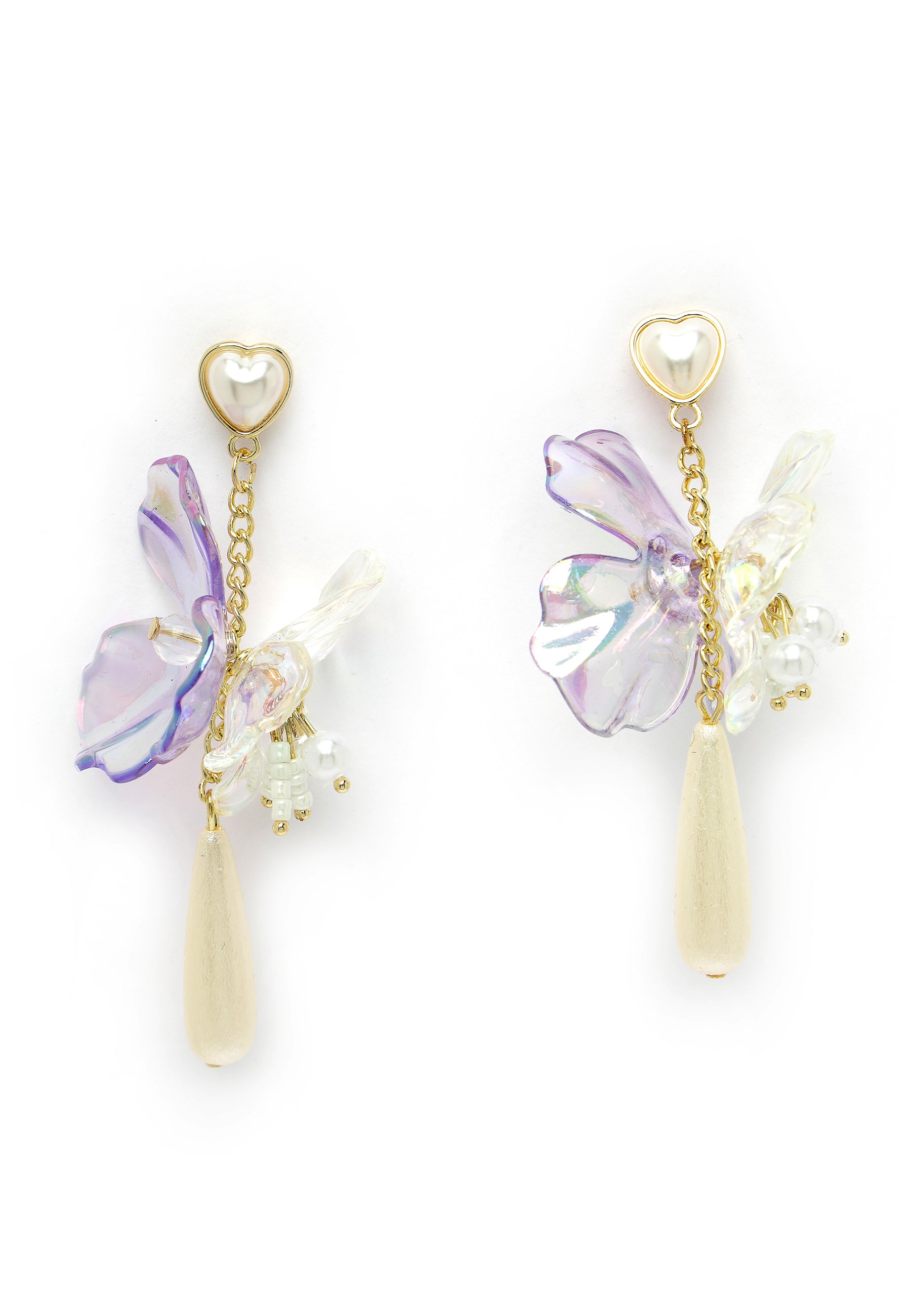 Purple Lavender Butterfly Drop Earrings