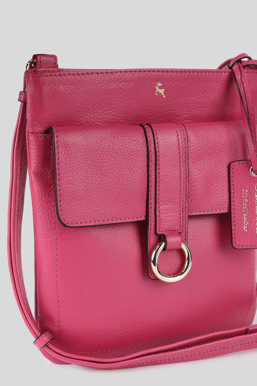 Raspberry 'Heaven' Real Leather Cross Body Bag, Image 2 of 5