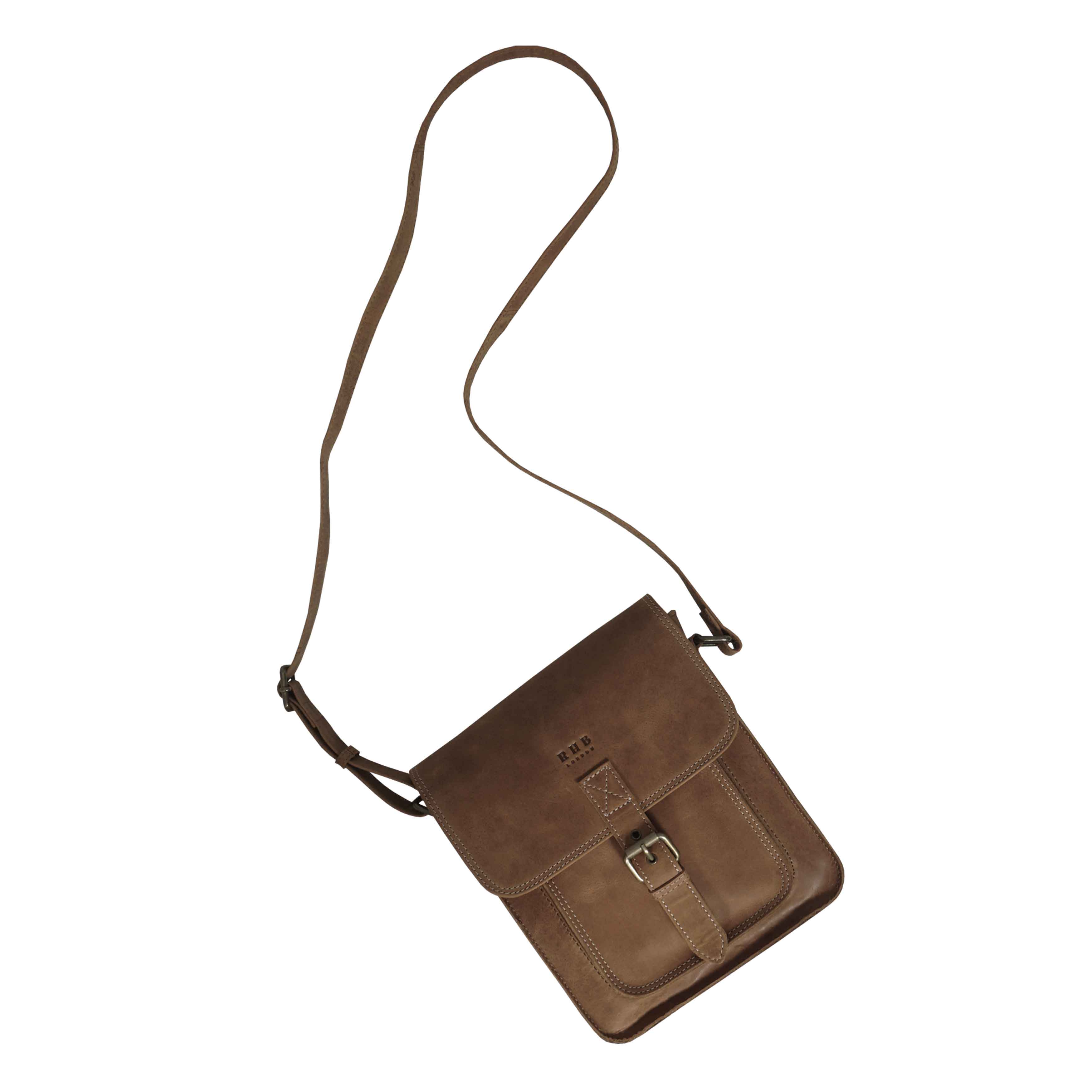 Tan 'CAROLYN' Real Leather iPad Tablet Crossbody Bag, Image 4 of 5