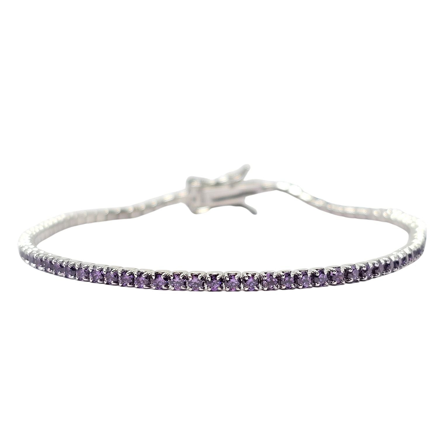 Purple Sterling Silver Amethyst Gemstone Tennis Bracelet