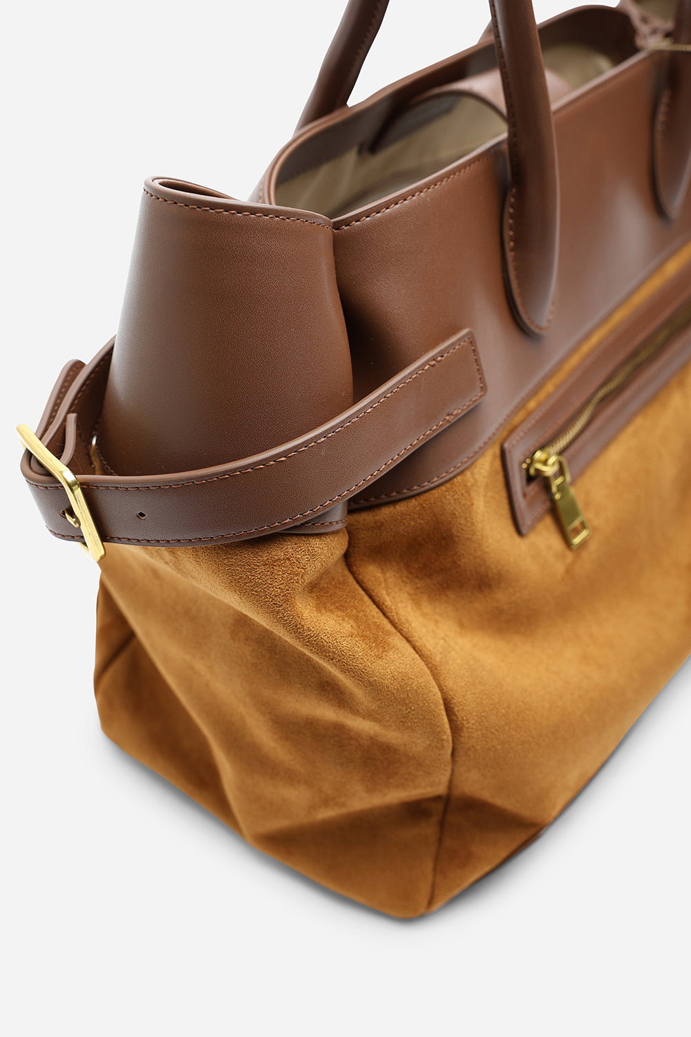 Brown Lyanna Buckled Tote Bag with Side Zip, Image 3 of 6