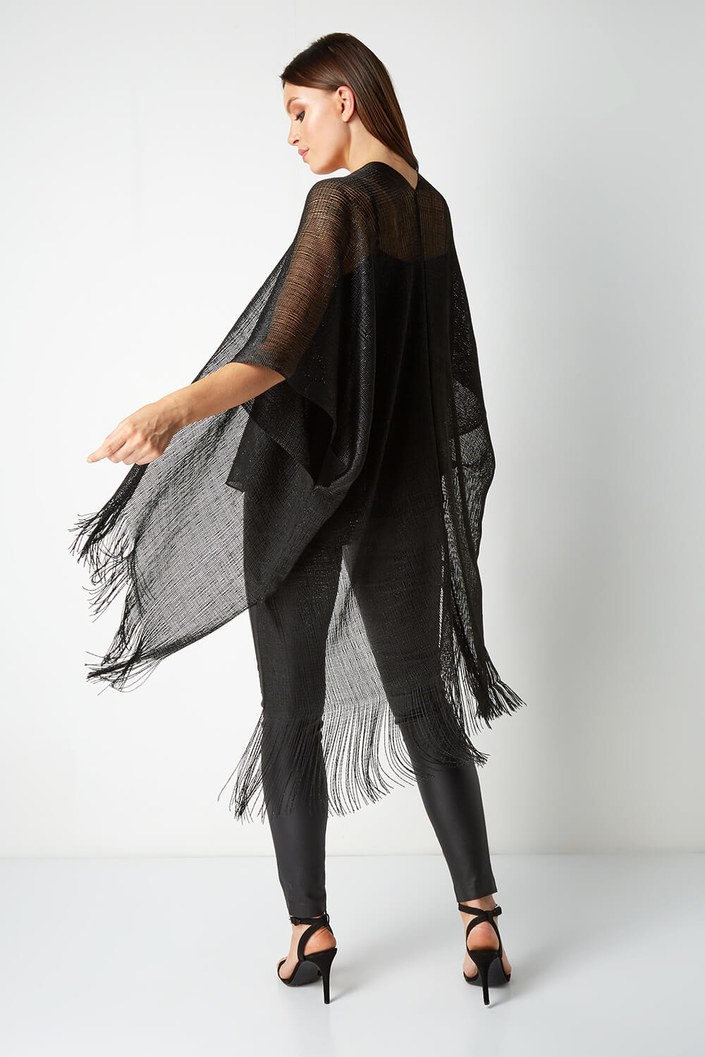 Black Fringe Metallic Wrap, Image 3 of 4