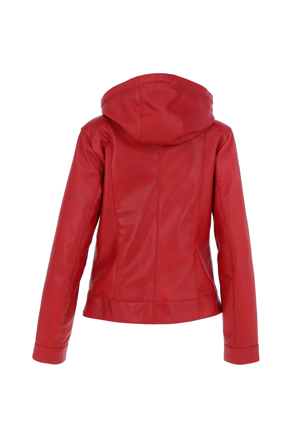 Red 'Malmo' Two-In-One Detachable Hood Leather Jacket, Image 5 of 6