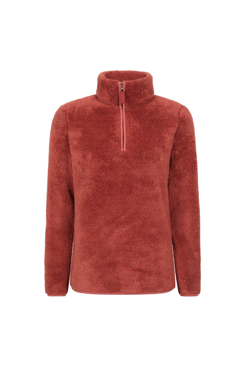 Dark Orange Teddy Fleece Quarter Zip Fleece Top, Image 2 of 5