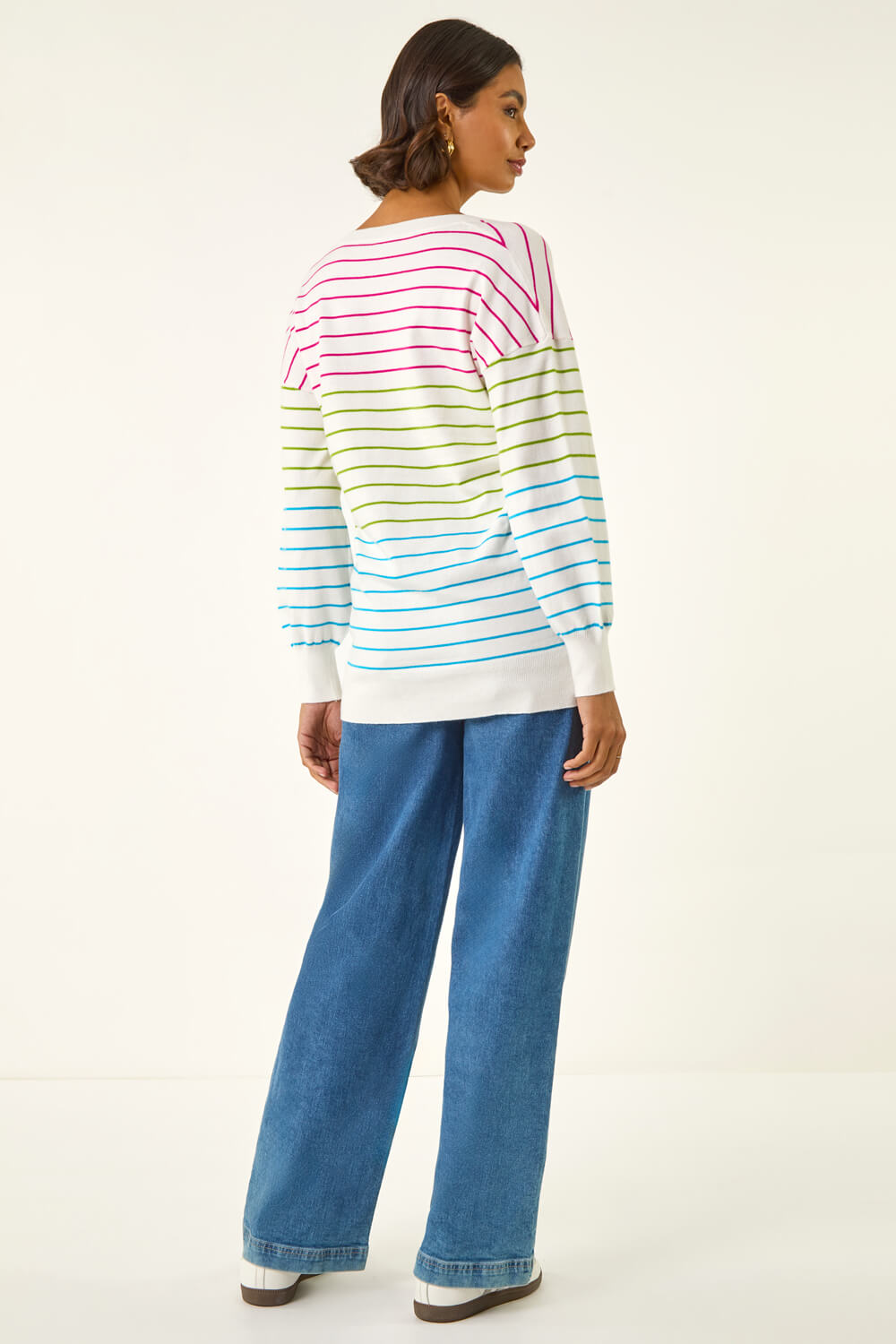 Ivory Stripe Boyfriend Knit Jumper , Image 4 of 5