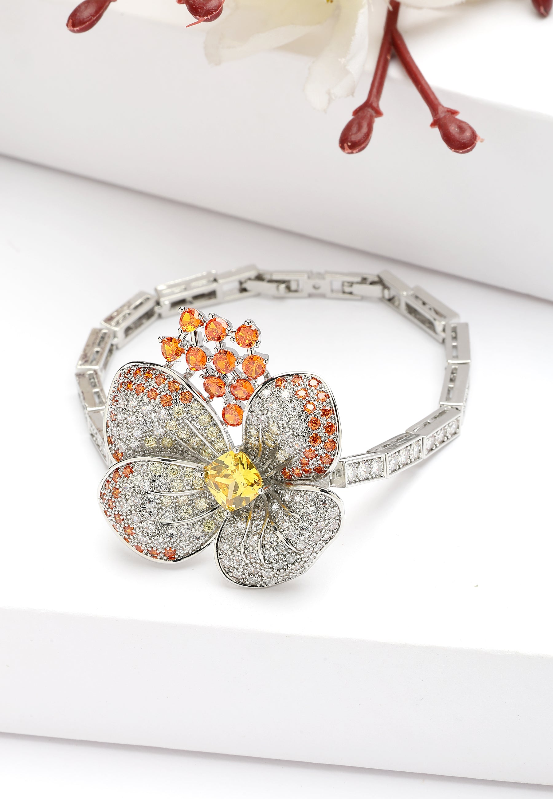 Orange Diva Floral Bracelet, Image 2 of 6