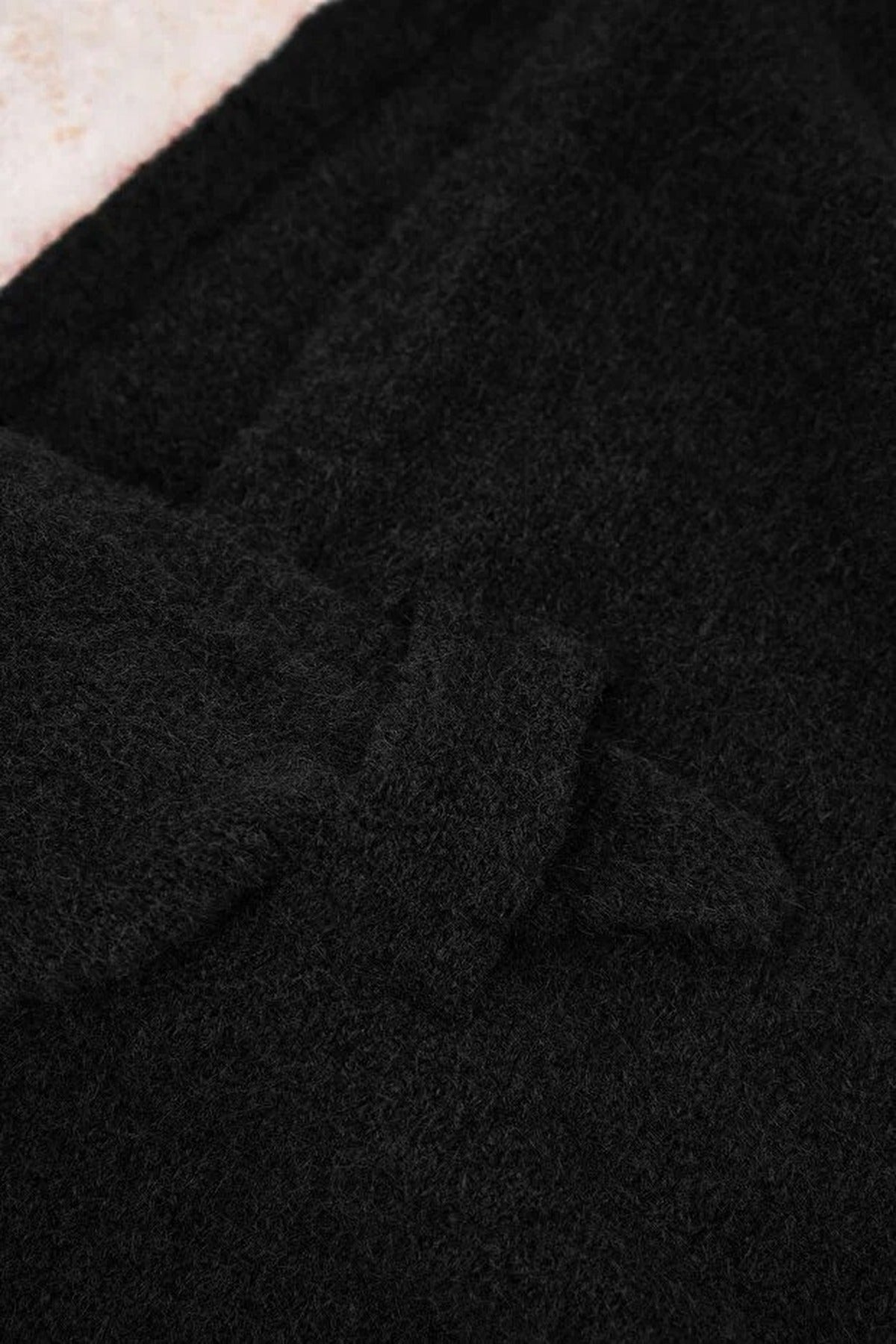 Black Soft Brushed Knit Oversized Triangle Bandana Scarf, Image 2 of 3