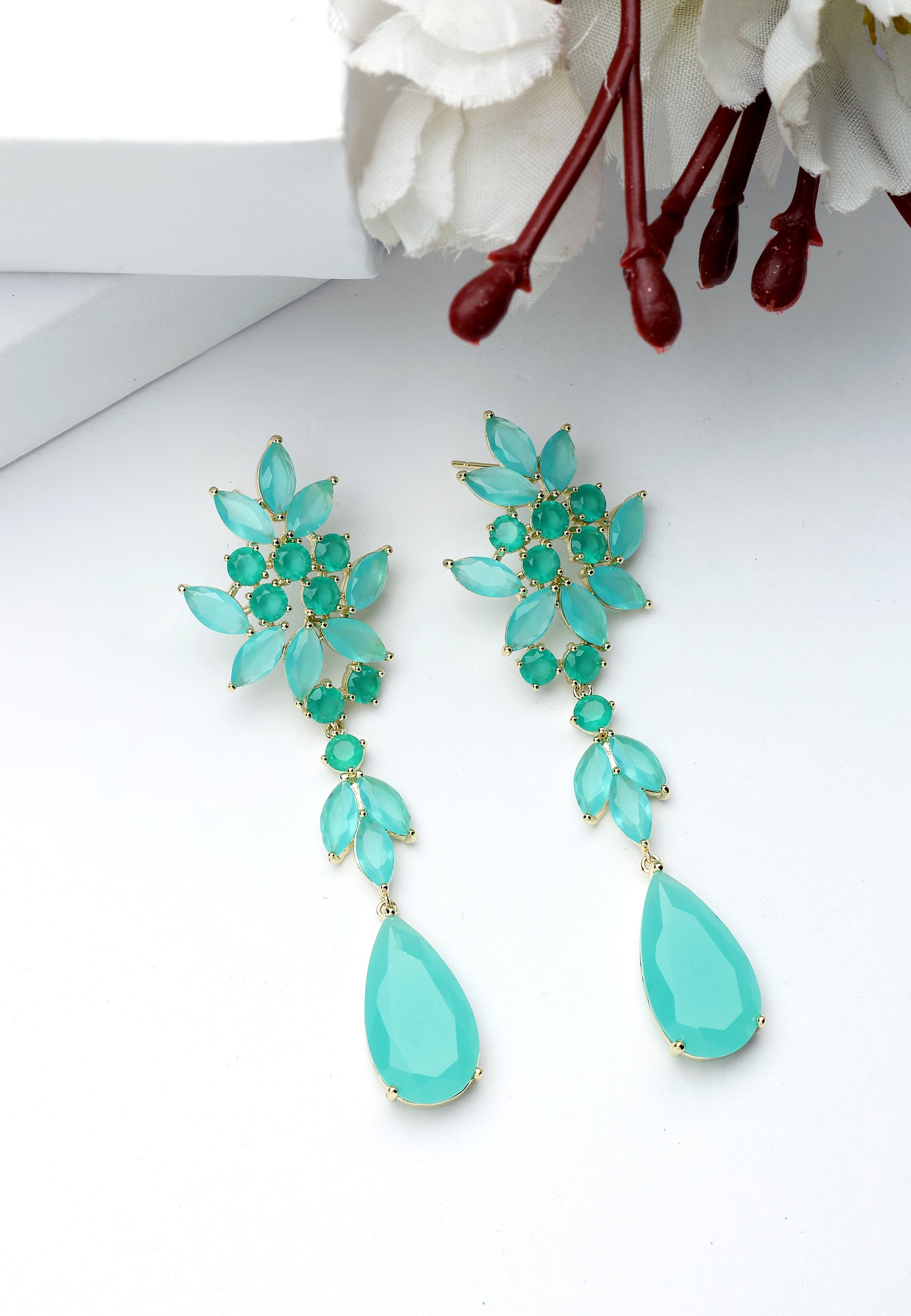Green Diva Leaf Drop Earrings, Image 2 of 5