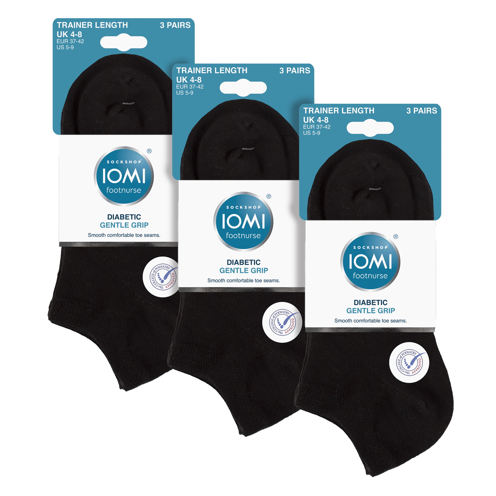 Black 9 Pack Trainer Cotton Socks, Image 3 of 3