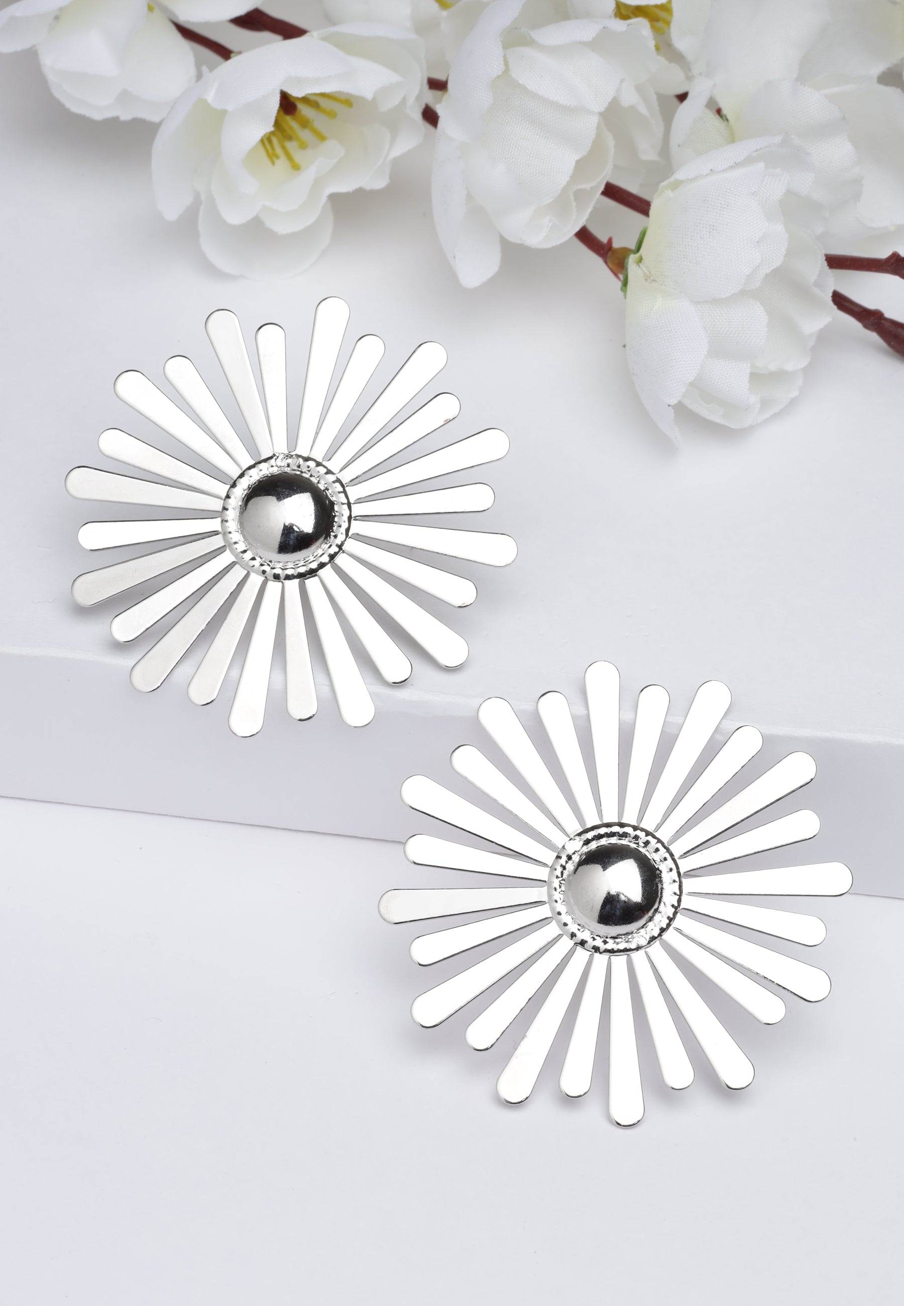 Silver Floral Earrings, Image 2 of 5
