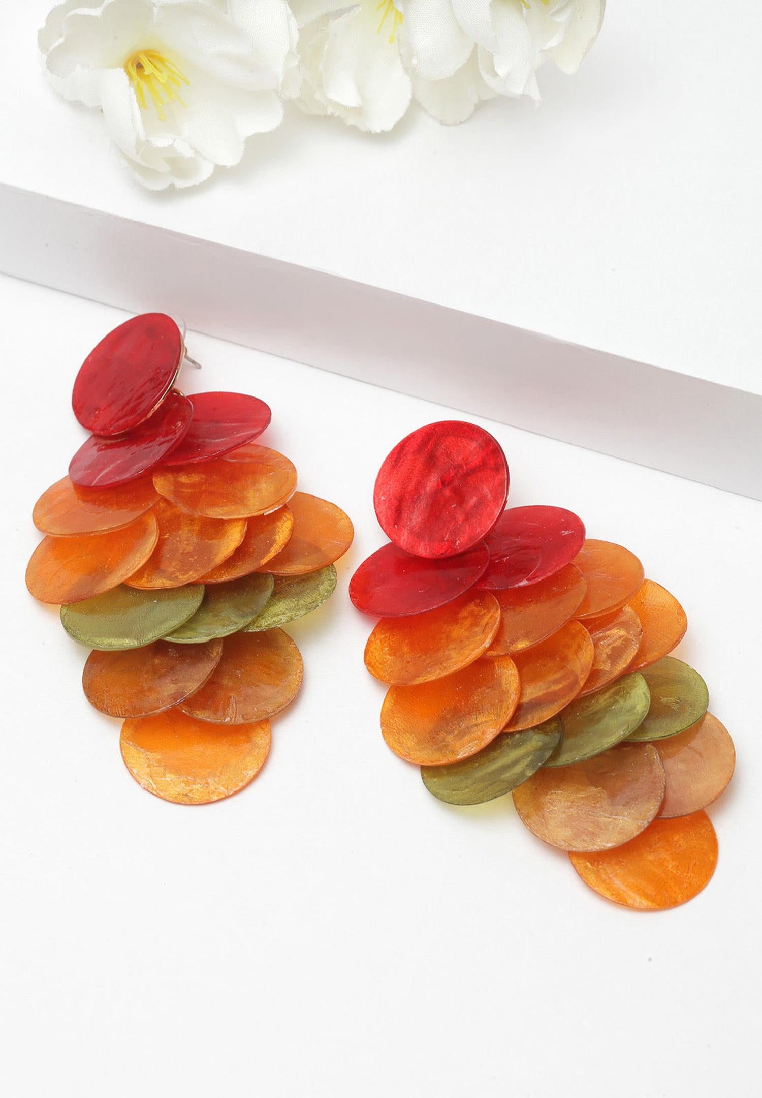 Multi Multi-colored Round Acrylic Earrings, Image 2 of 5