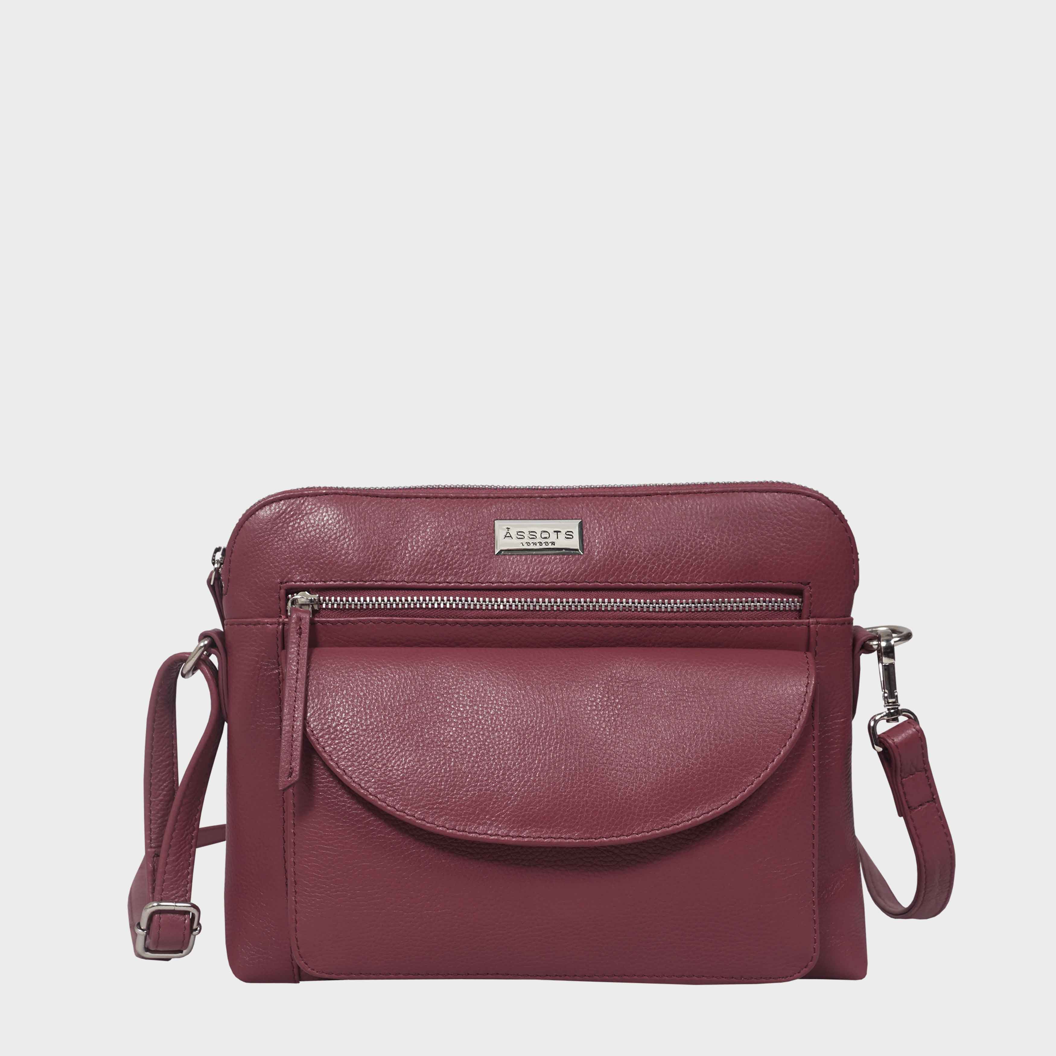 Pink 'JEAN' Soft Pebble Grain Real Leather Crossbody Bag, Image 1 of 6