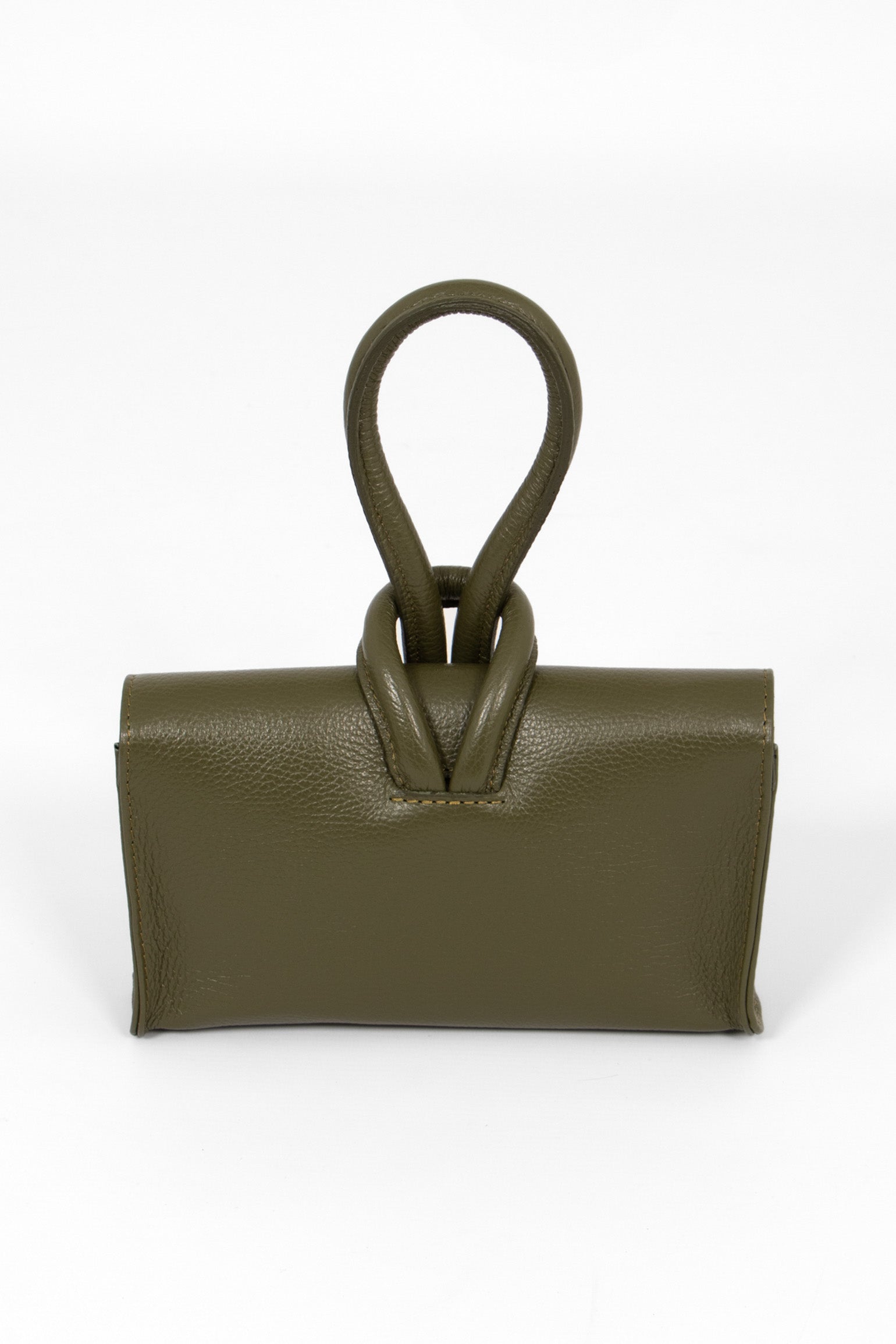 Khaki Sarta Khaki Italian Leather Wristlet Clutch Bag, Image 2 of 4