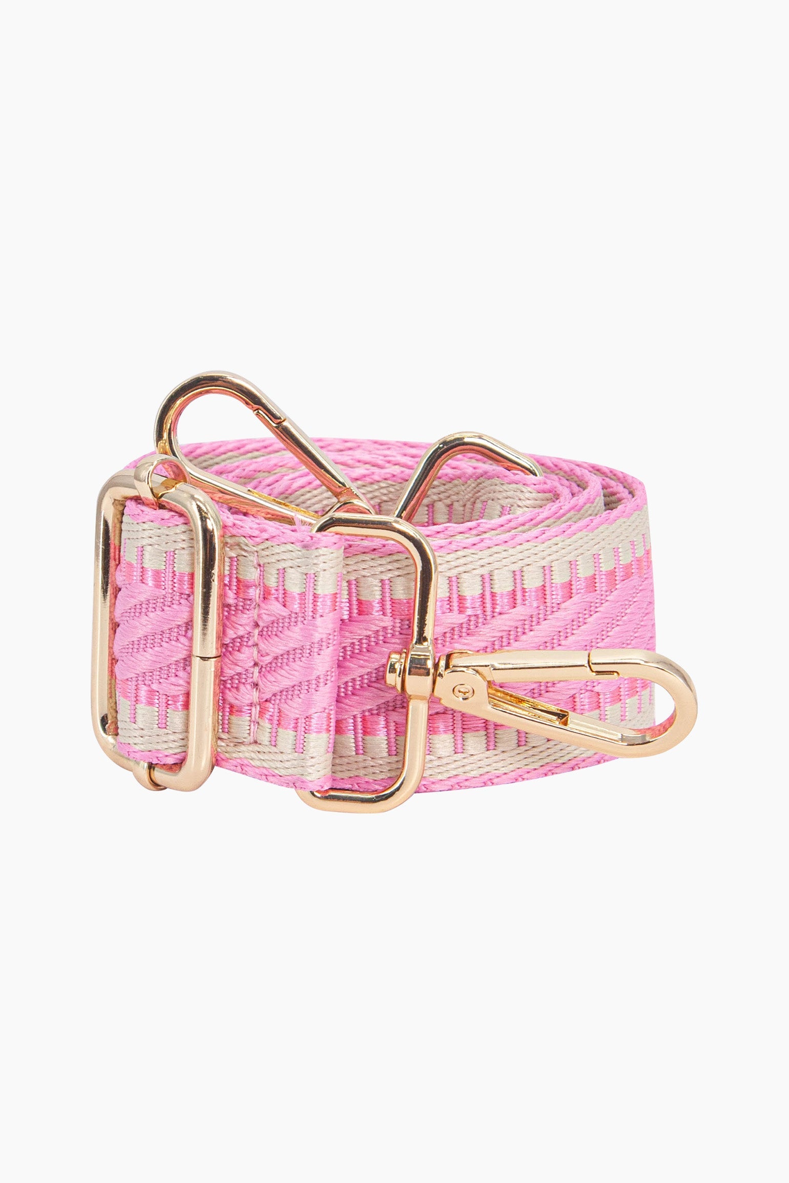 Pink Stripe Trim Woven Bag Strap, Image 2 of 4