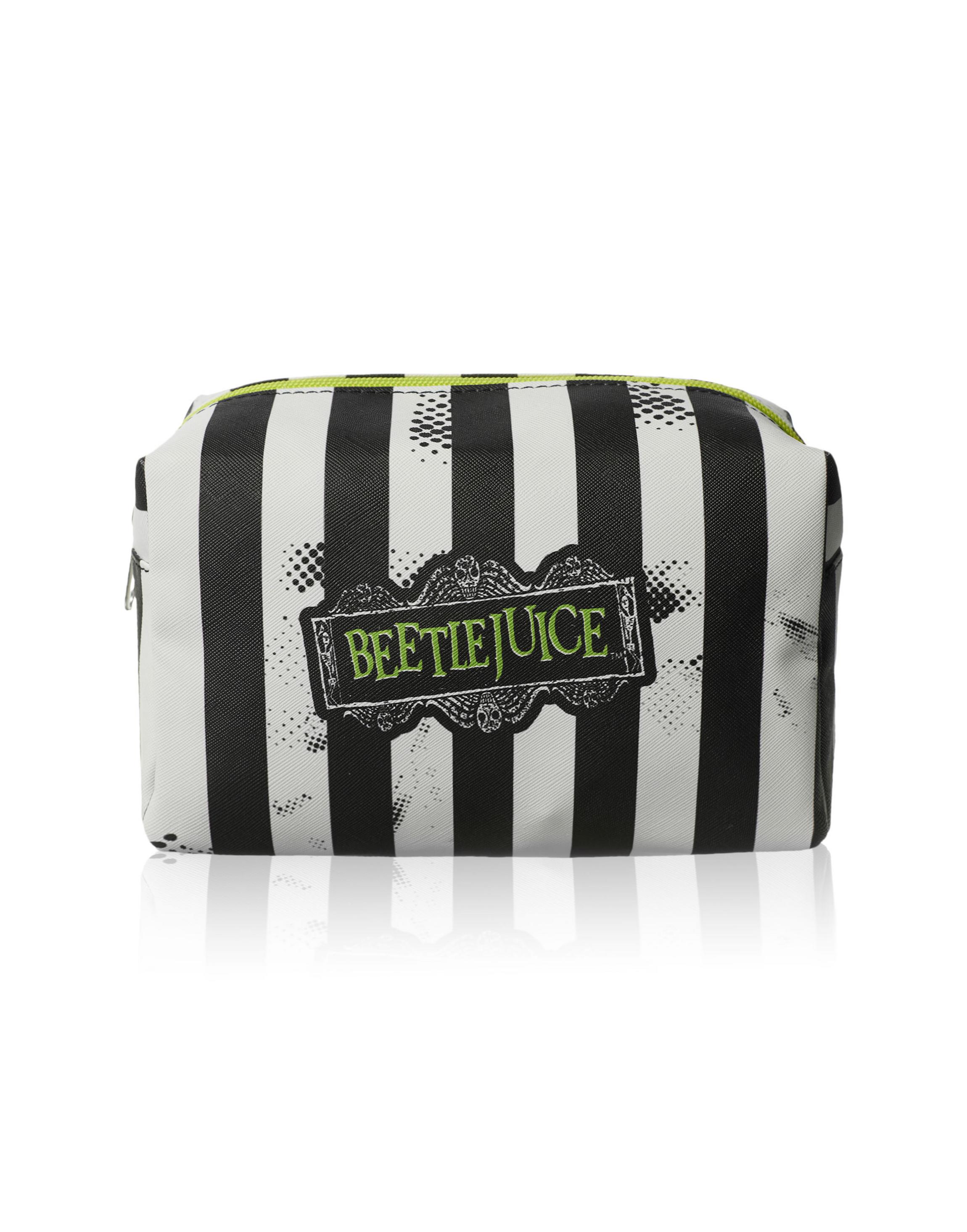 Multi Beetlejuice Stripey Logo One Makeup Bag, Image 3 of 6