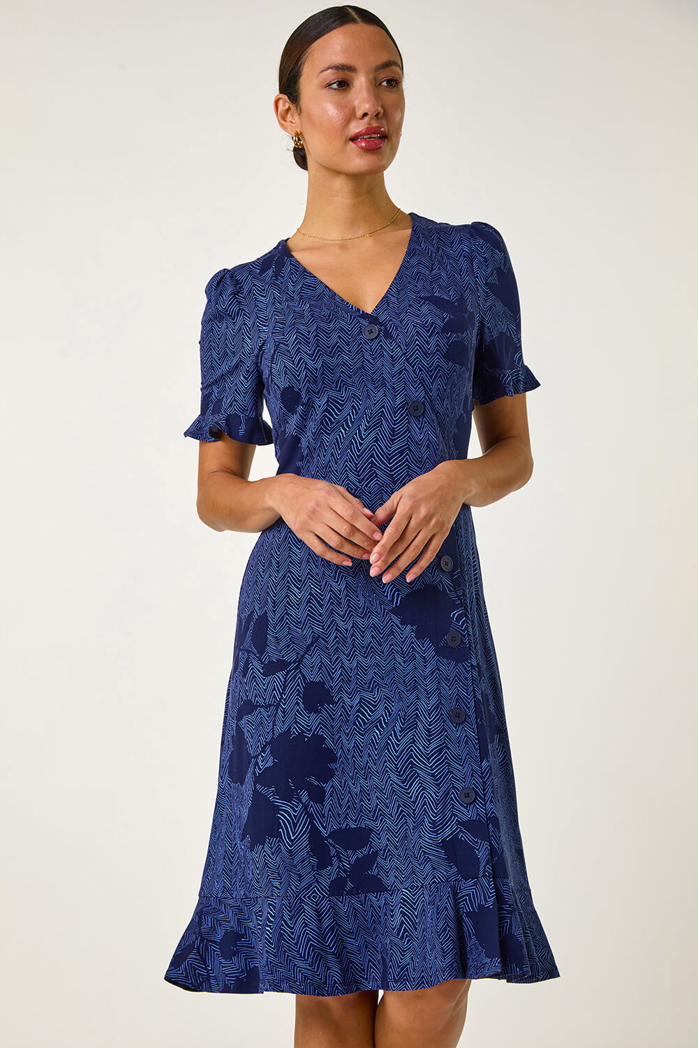 Fleur Button Dress- Navy main image 0