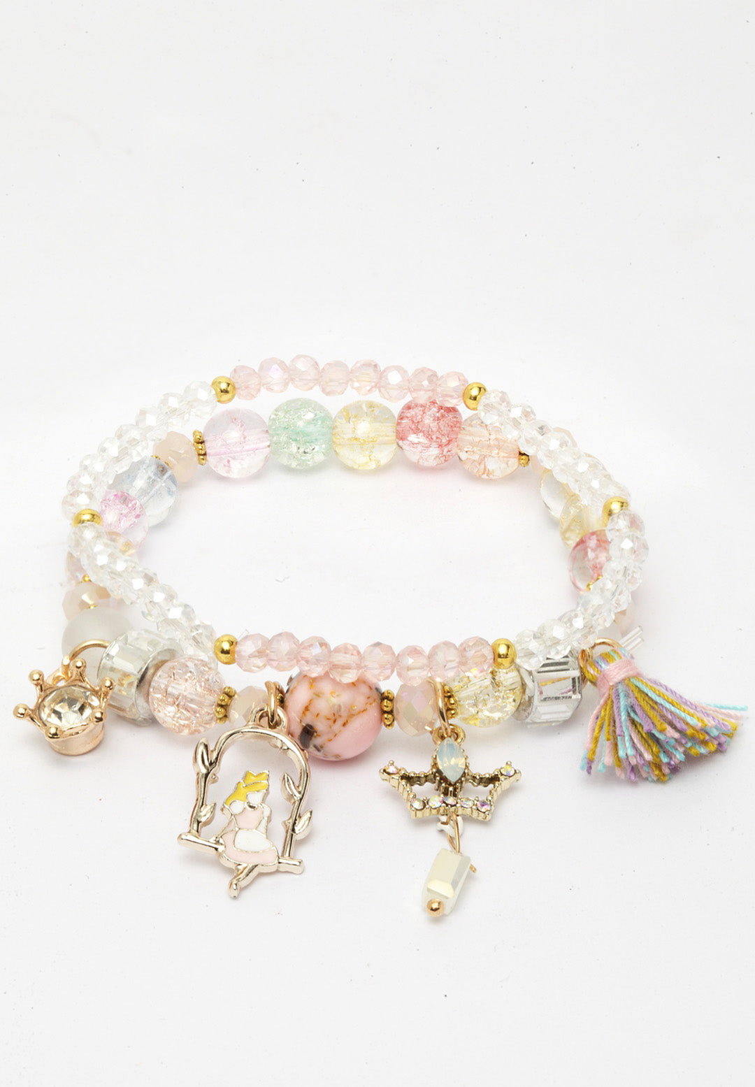 Multi Double String Boho Bracelets With Tassel And Charms