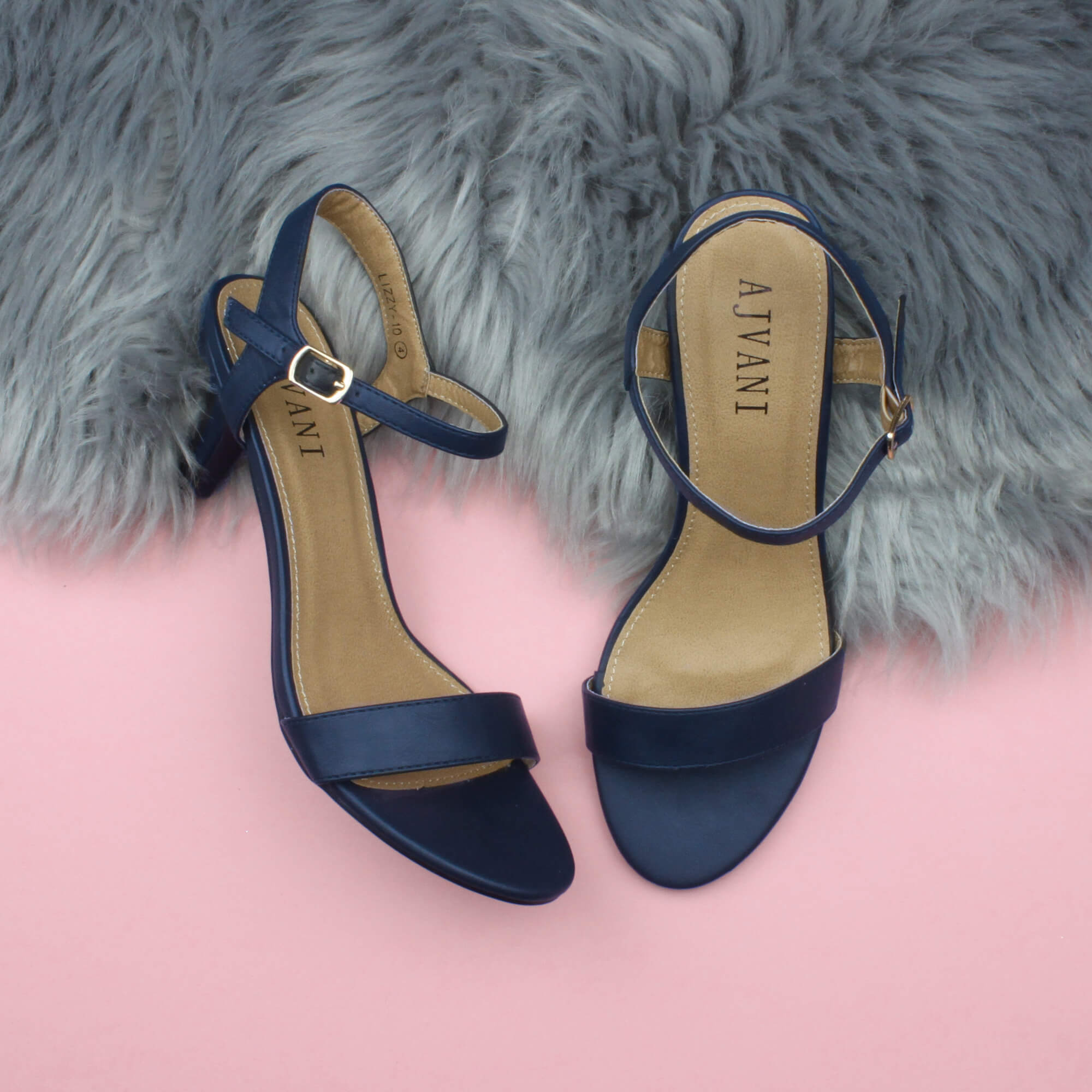 Navy Blue AJVANI Navy Blue High Heel Barely There Strappy Sandals, Image 4 of 6