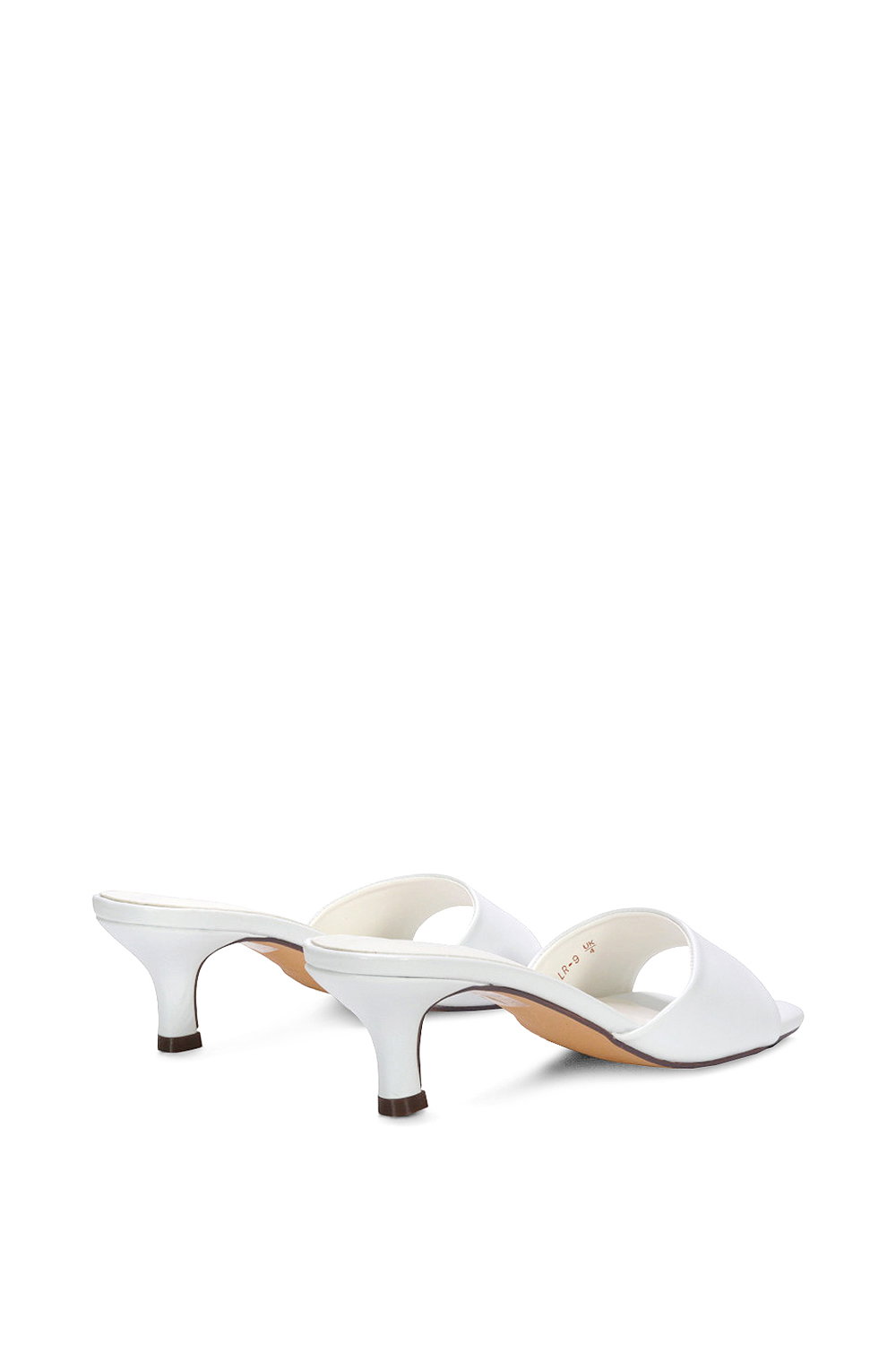 White XY LONDON White 'Pearl' Square Toe Stiletto Kitten Heel Mule Sandals, Image 4 of 6