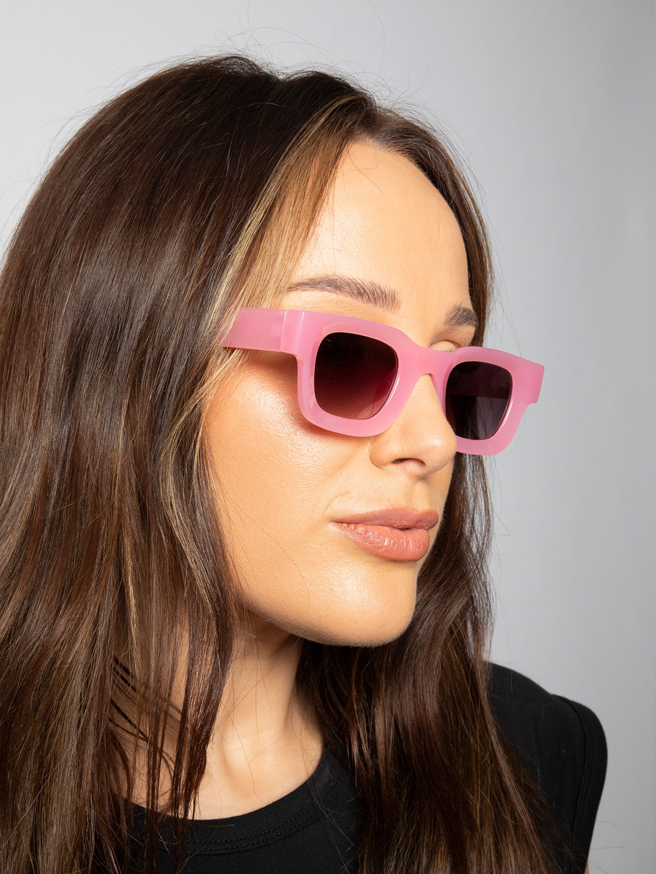 Pink Matte Square Sunglasses in Pink, Image 2 of 6