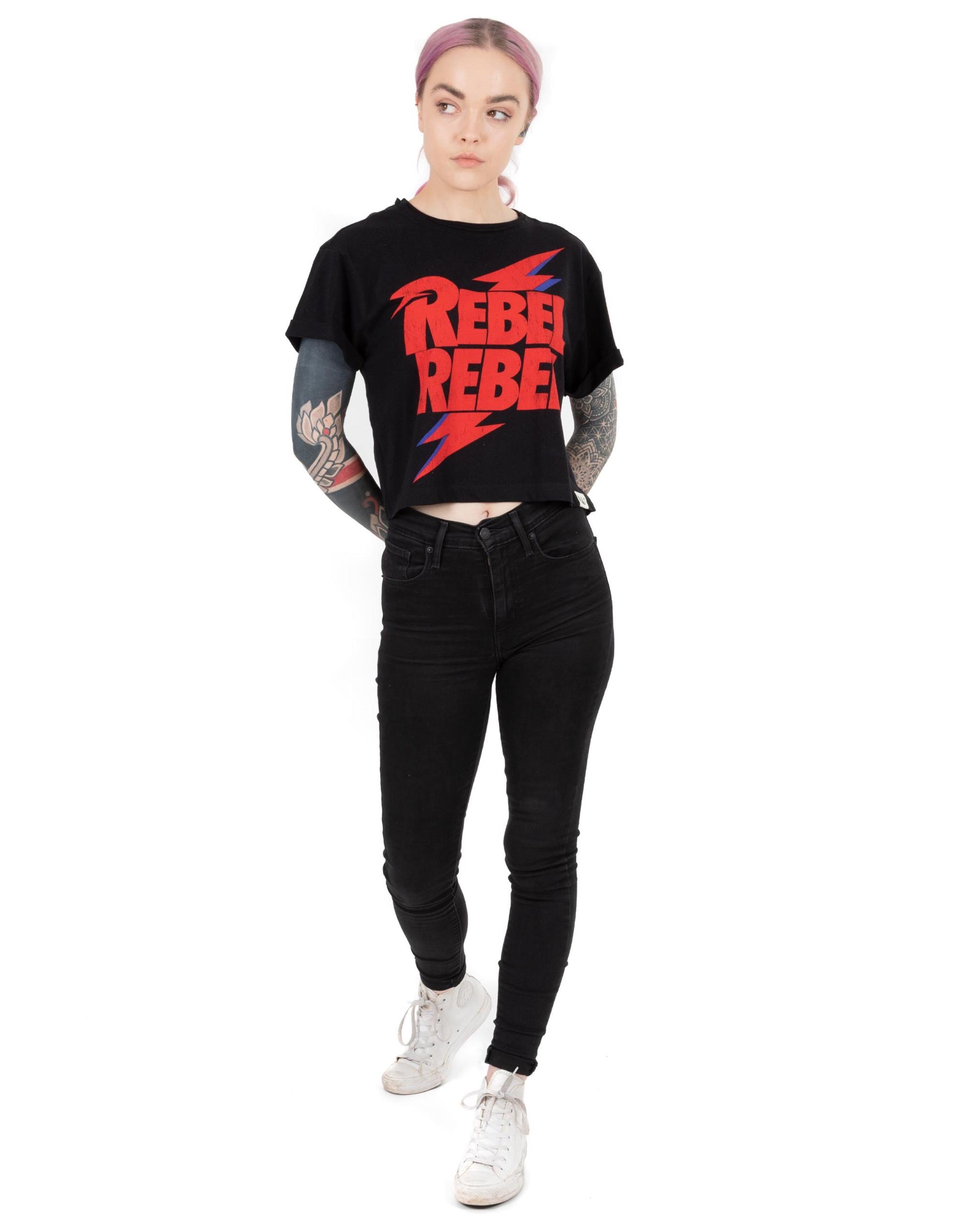 Black David Bowie For Cropped Short Sleeved T-Shirt, Image 3 of 6
