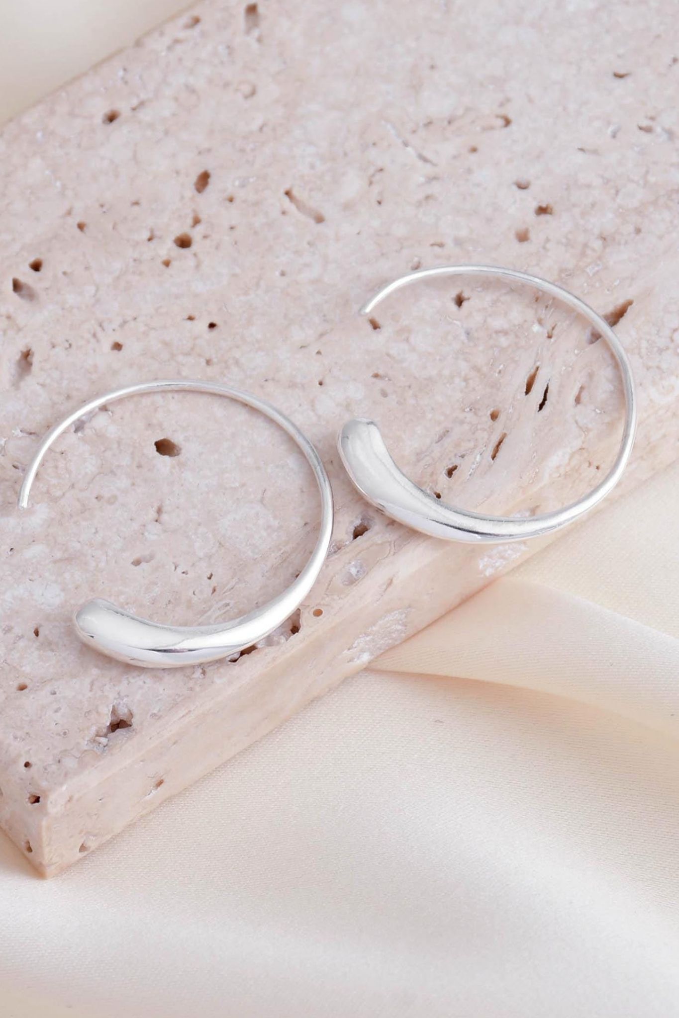 Silver Sterling Silver Half Hoop Earrings, Image 1 of 4
