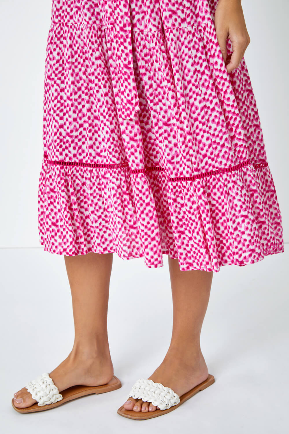 Cerise Sleeveless Spot Print Midi Dress, Image 6 of 5