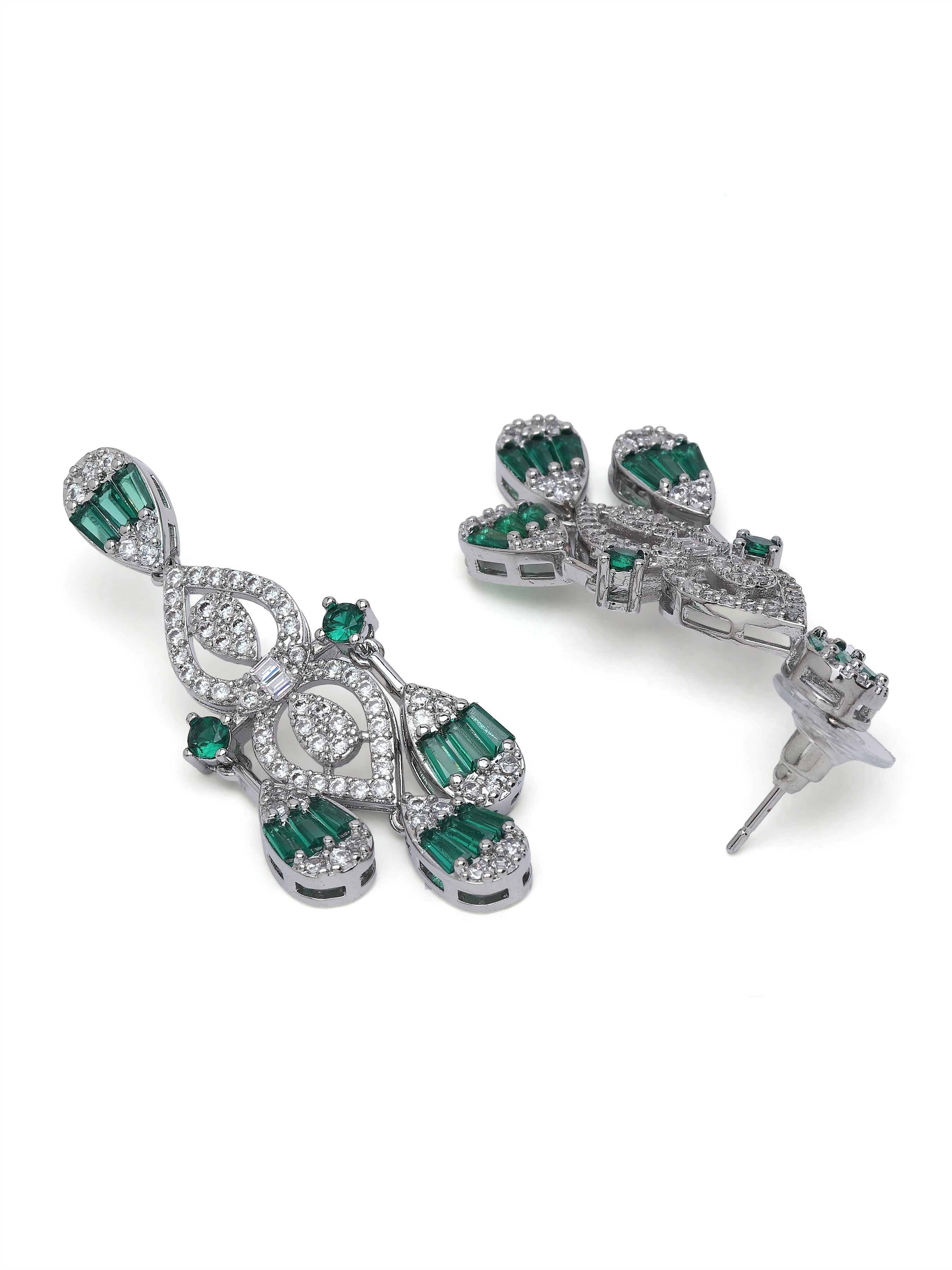 Green AVANT-GARDE PARIS Green Geometric Chandelier Statement Earrings, Image 2 of 3