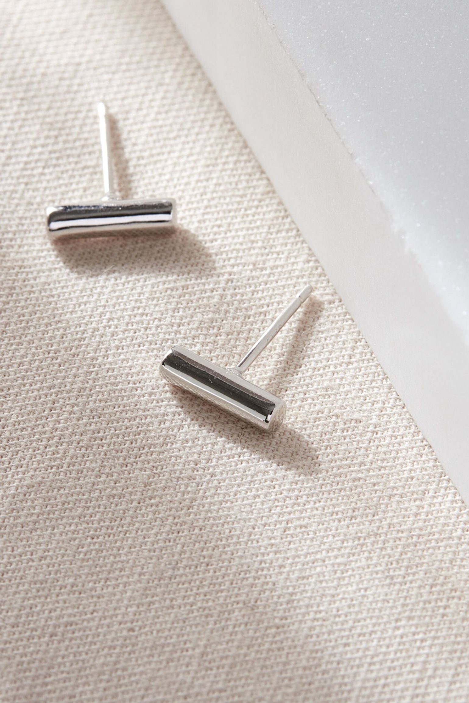 Silver Sterling Silver Cylindrical Bar Studs, Image 3 of 3