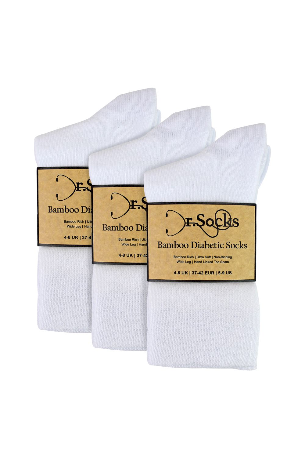 White 12 Pairs Ladies Bamboo Diabetic Socks | Soft Non Binding Comfort Socks, Image 2 of 4