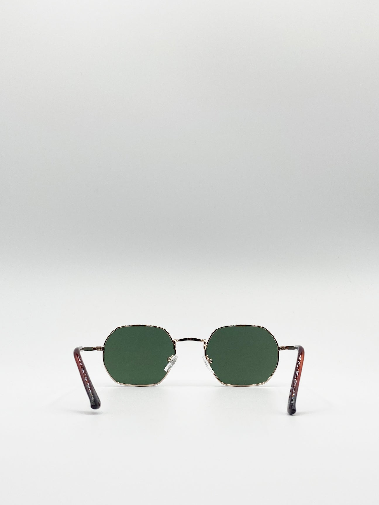Gold Hexagon Metal Frame Sunglasses in Gold, Image 5 of 5