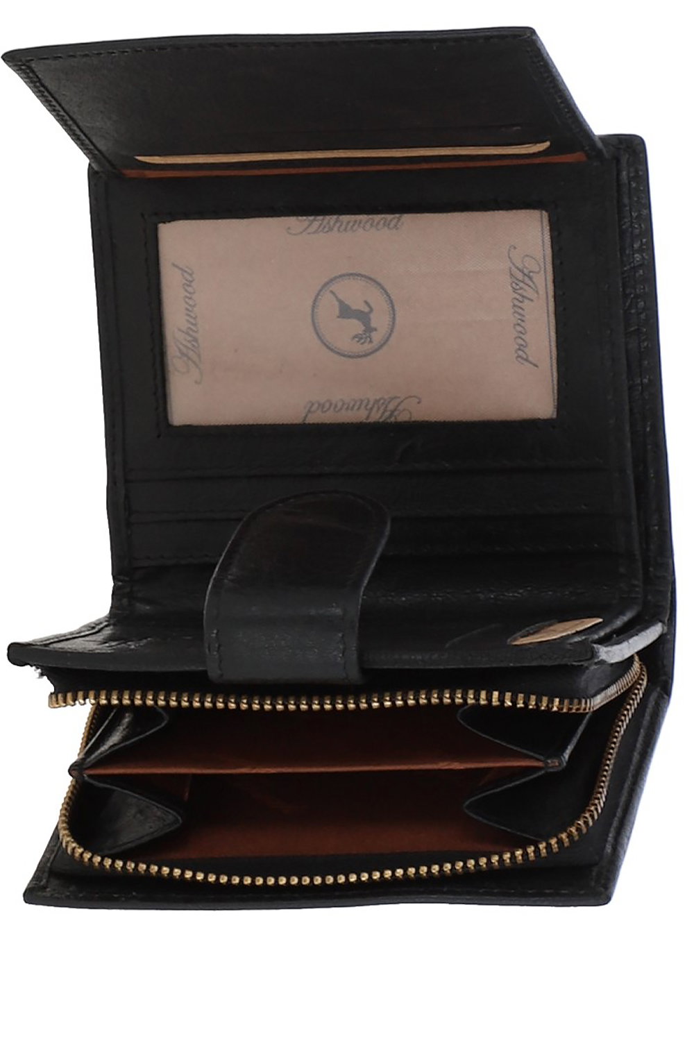 Black Ashwood Leather Black 'G-Purse' Vintage Wash Real Leather Wallet Purse, Image 2 of 3