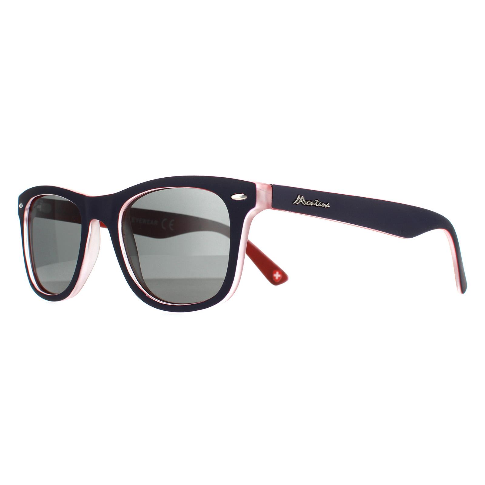 Blue Montana Blue Square Blue Red Rubbertouch Grey Polarized MP41 Sunglasses, Image 2 of 4