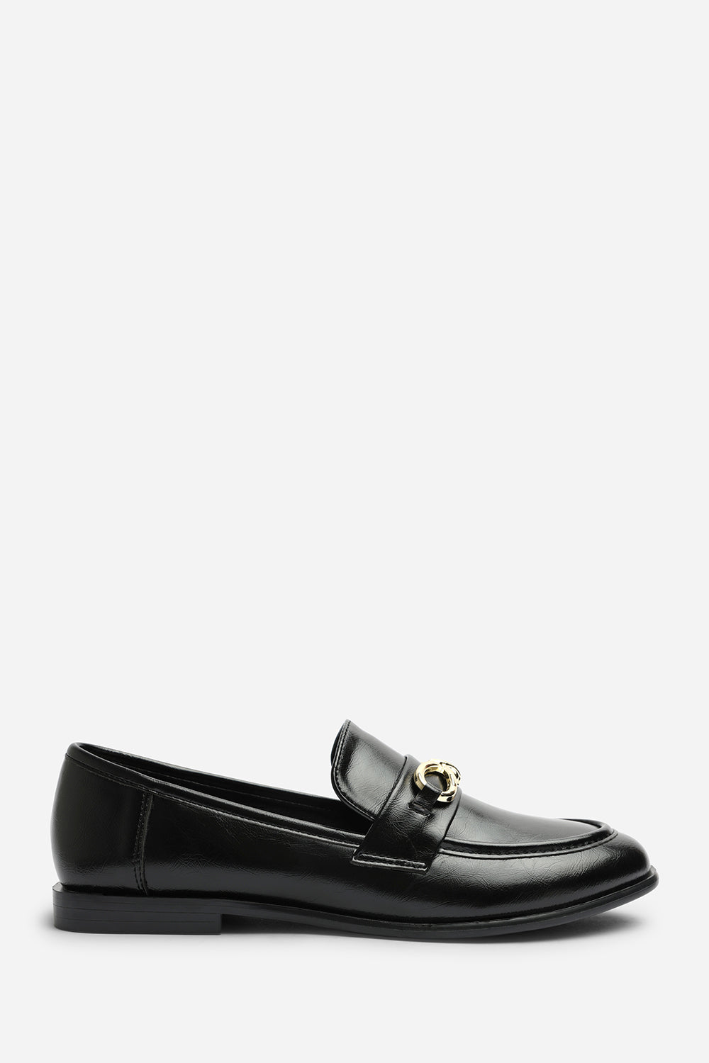 Black Freyja Knot Trim Hardware Detail Flat Loafers, Image 2 of 6