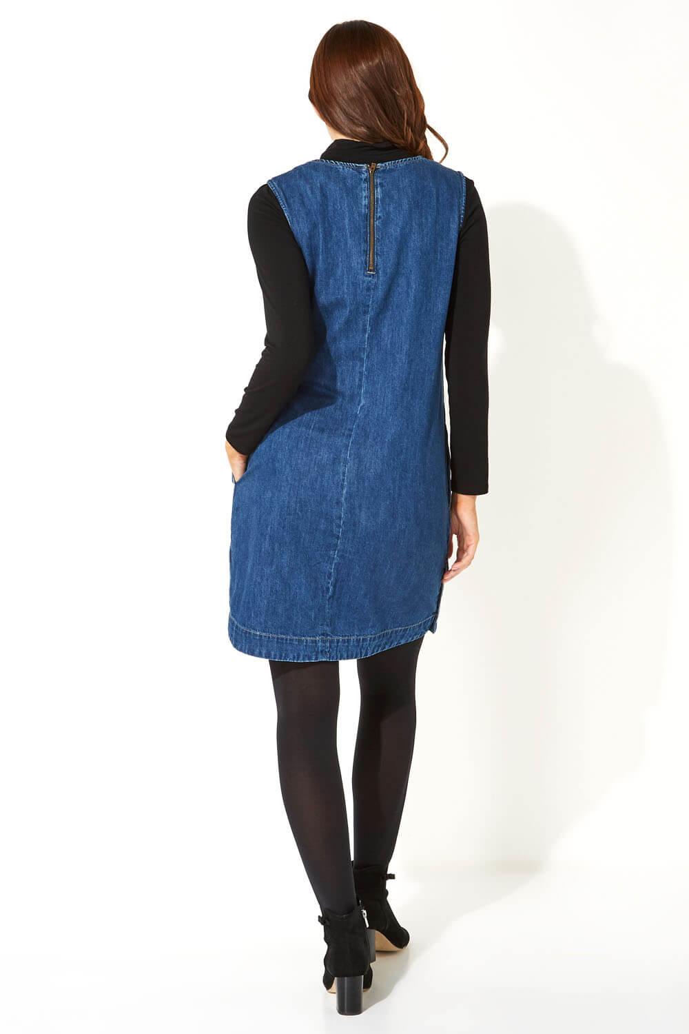 geisha designs corset denim midi dress 8 / dark wash Size:30