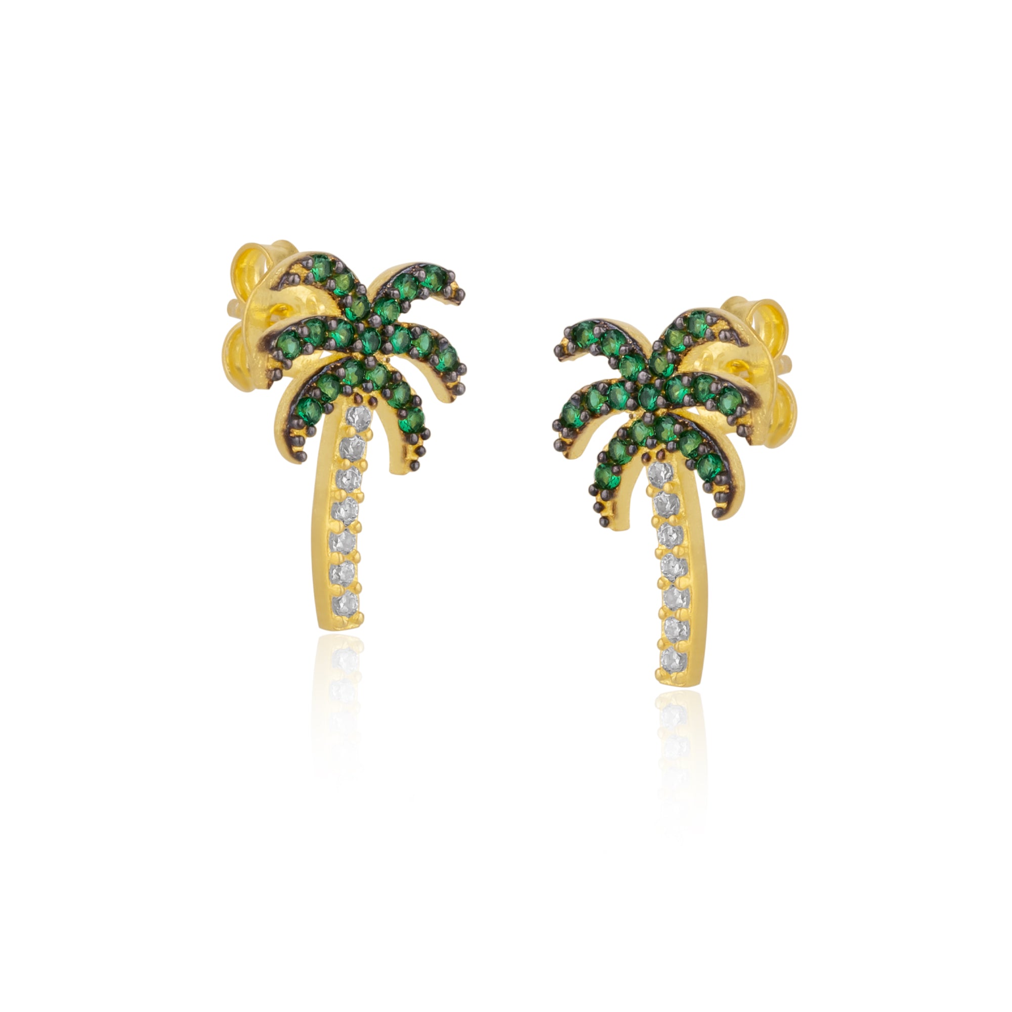 Gold Palm Tree Sterling Silver Stud Earring, Image 1 of 1