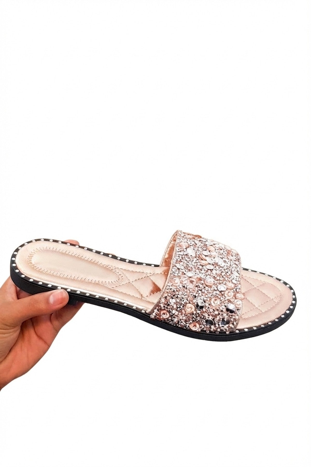 Cream iKrush Cream Sofie Embellished Slip On Sandals, Image 7 of 8